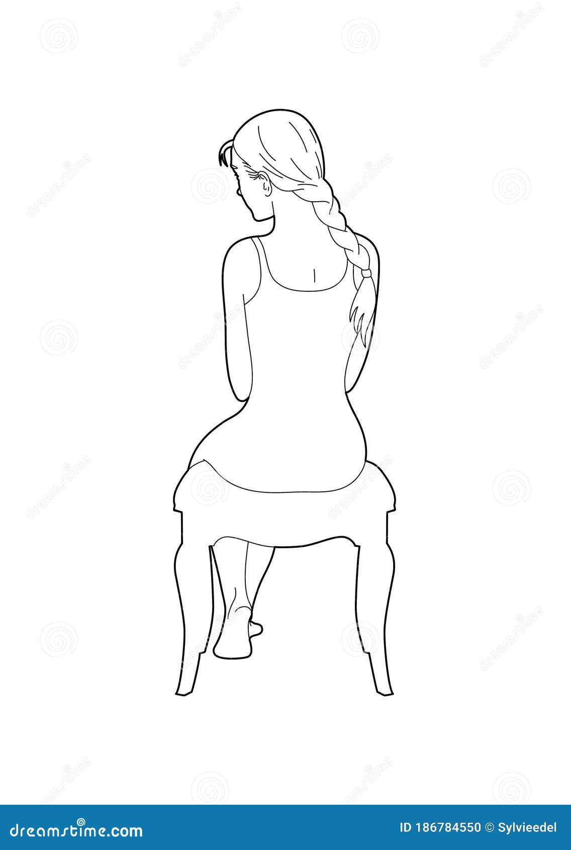 Dibujo De Una Mujer Sentada En La Espalda Ilustración del Vector -  Ilustración de feminidad, manera: 186784550