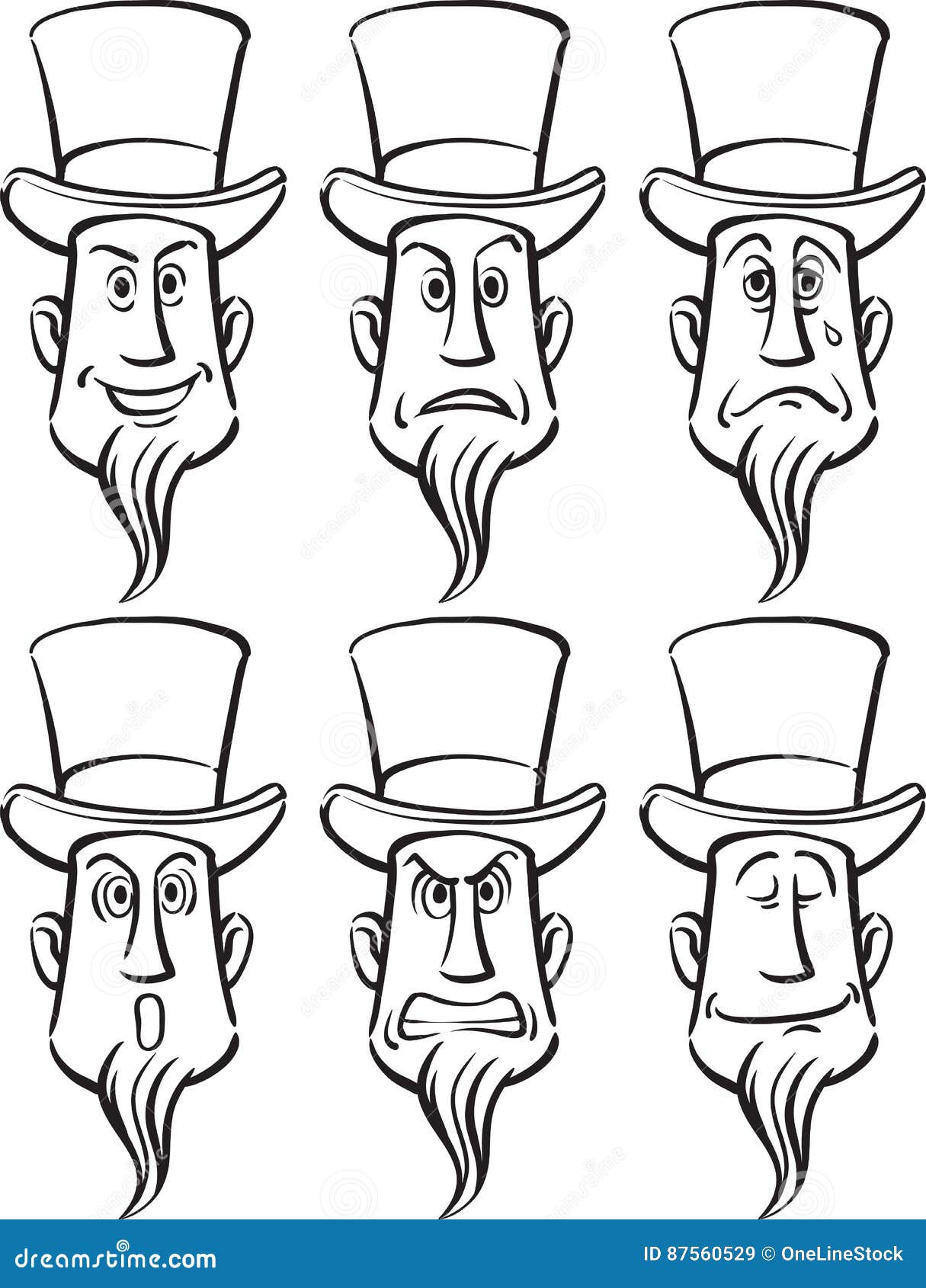 Dibujo Whiteboard - Caras Del Hombre Sombrero De Copa Ilustración del - Ilustración de humor, sombrero: