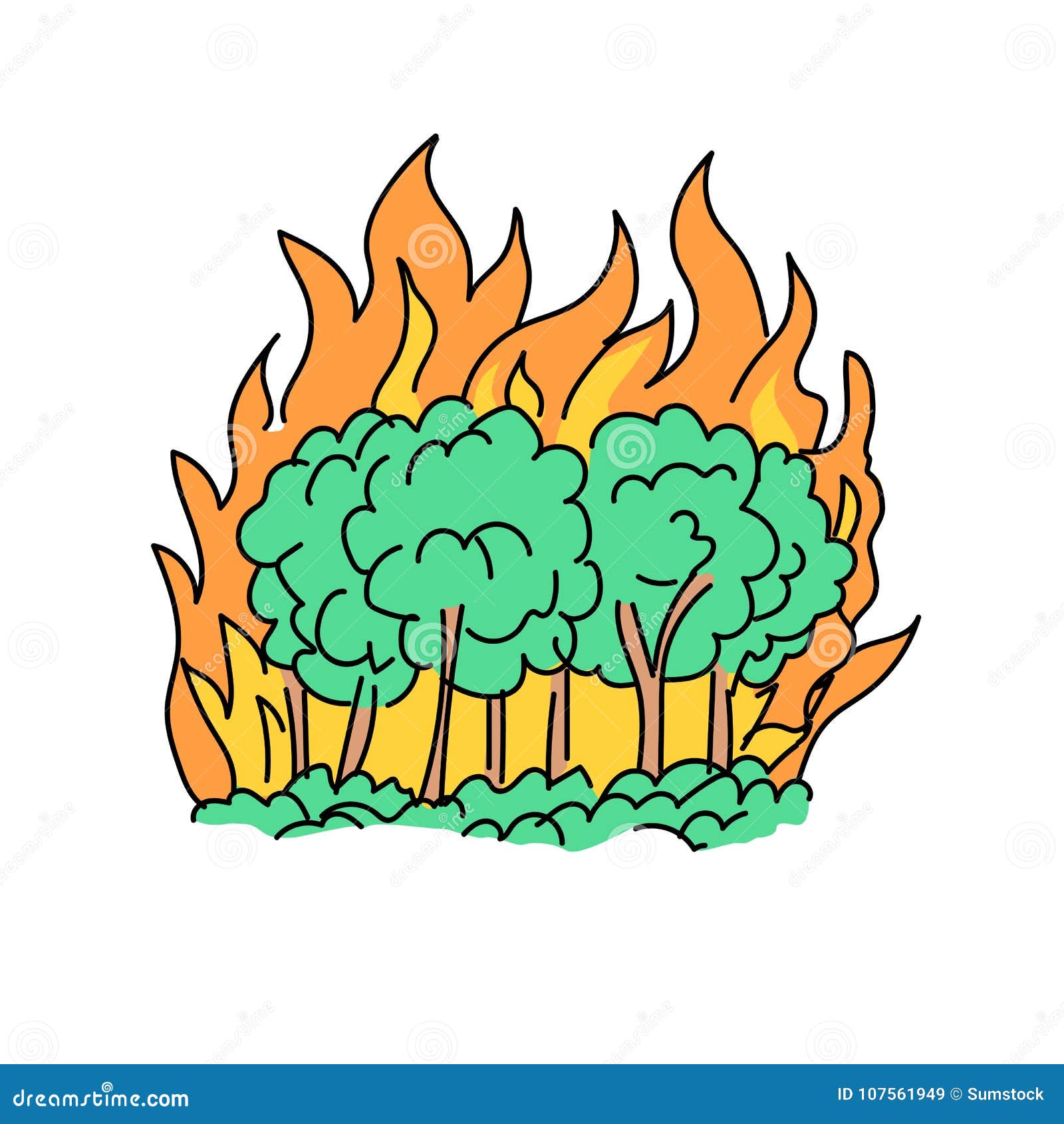 Dibujo Del Concepto Del Desastre Natural Del Incendio Forestal Ilustración  del Vector - Ilustración de fuego, concepto: 107561949