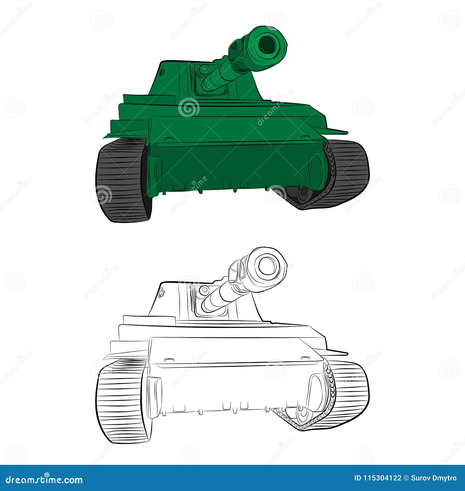 Dibujo Del Contorno De La Segunda Guerra Mundial Del Tanque De Batalla En  Lápiz Stock de ilustración - Ilustración de arma, armado: 115304122