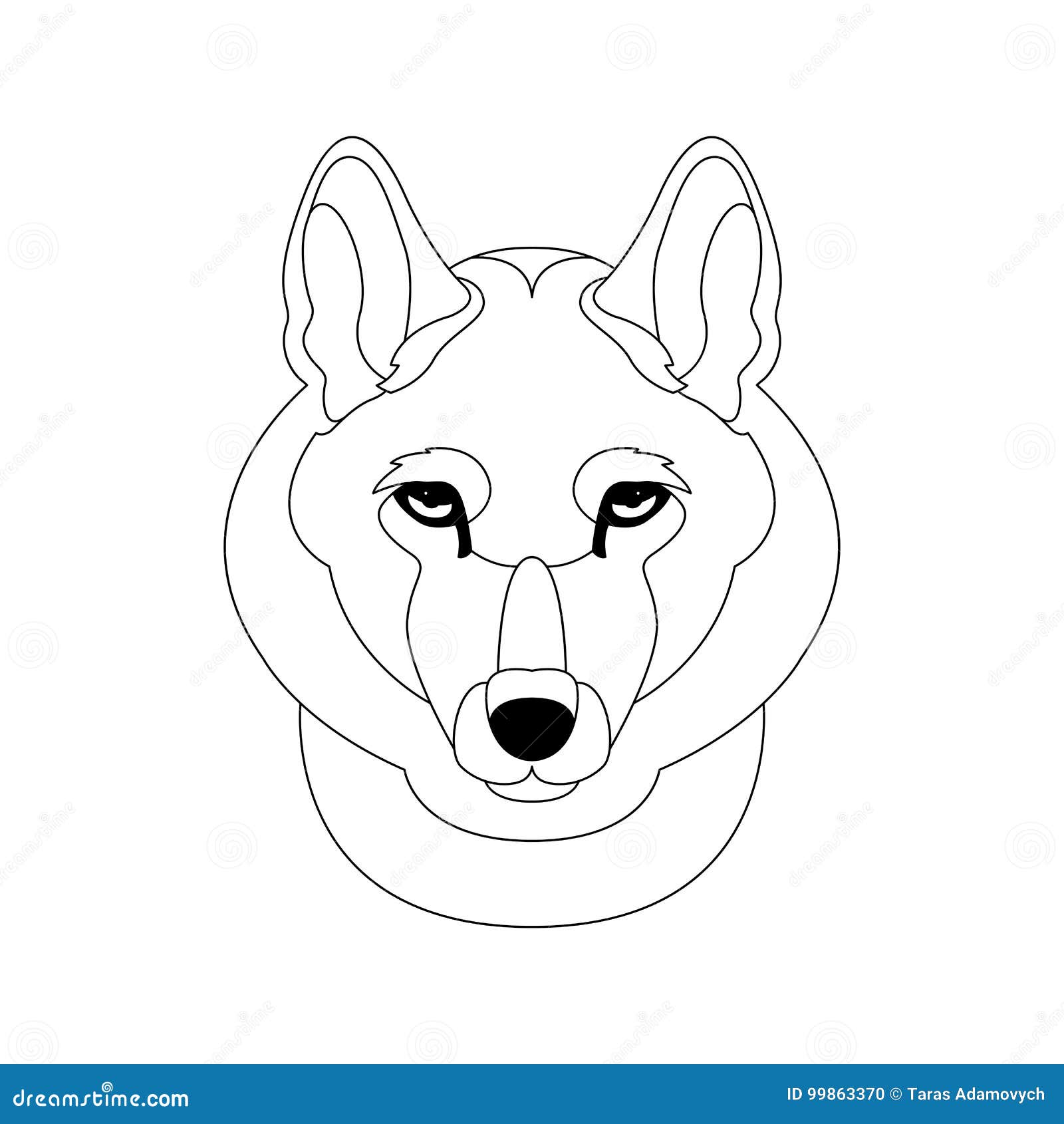 Dibujo Del Ejemplo Del Vector De La Cabeza De La Cara Del Lobo Ilustración  del Vector - Ilustración de animal, fauna: 99863370