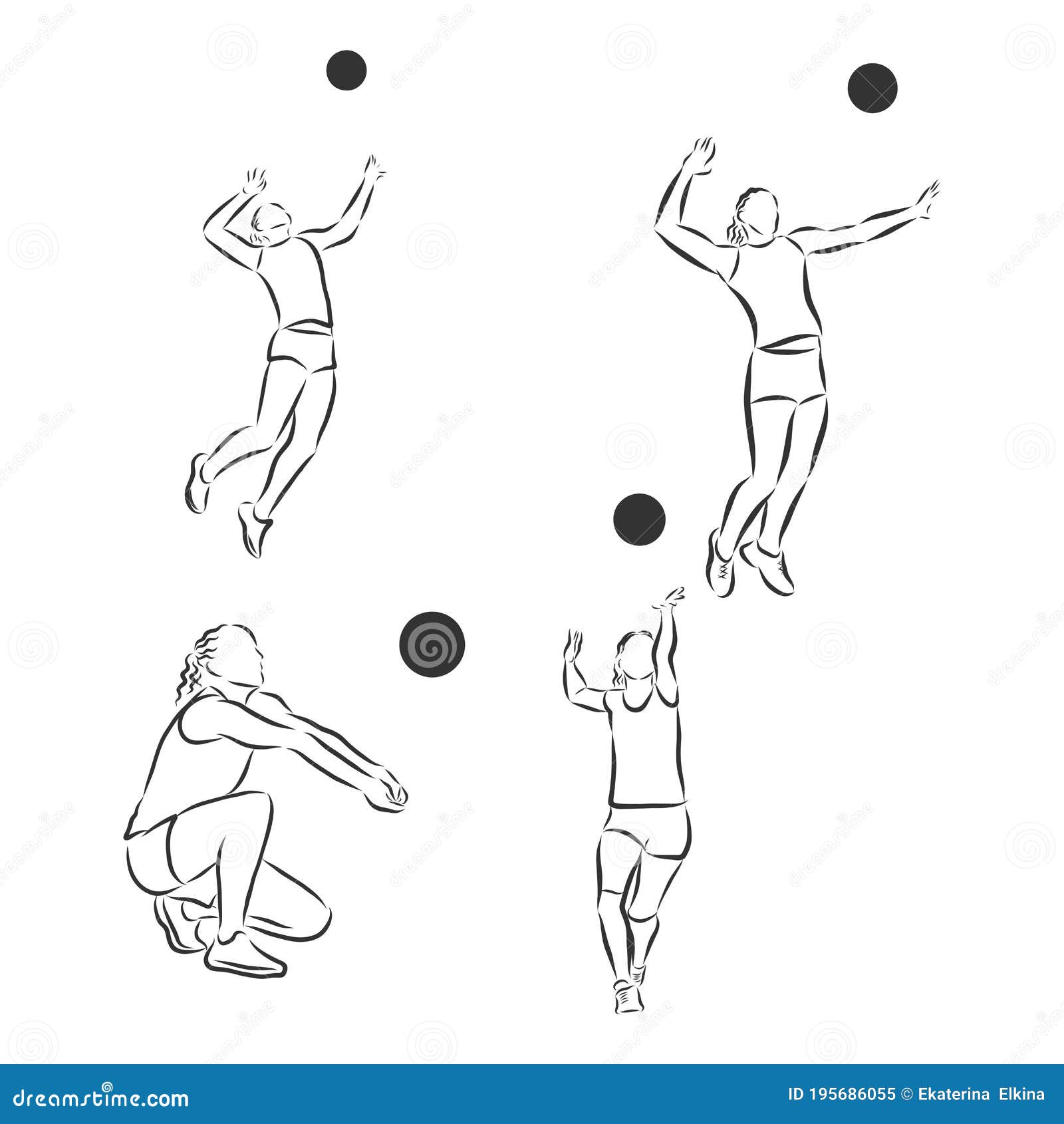 Dibujo Del Elemento Deportivo Vectorial Voleibol Jugador De Vóley Vectorial  Ilustración Ilustración del Vector - Ilustración de garabato, hombre:  195686055