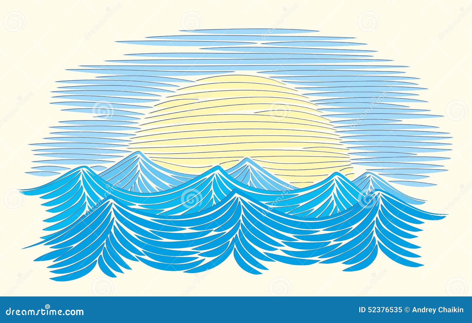 Dibujo Del Mar Azul Profundo Ilustración del Vector - Imagen: 52376535