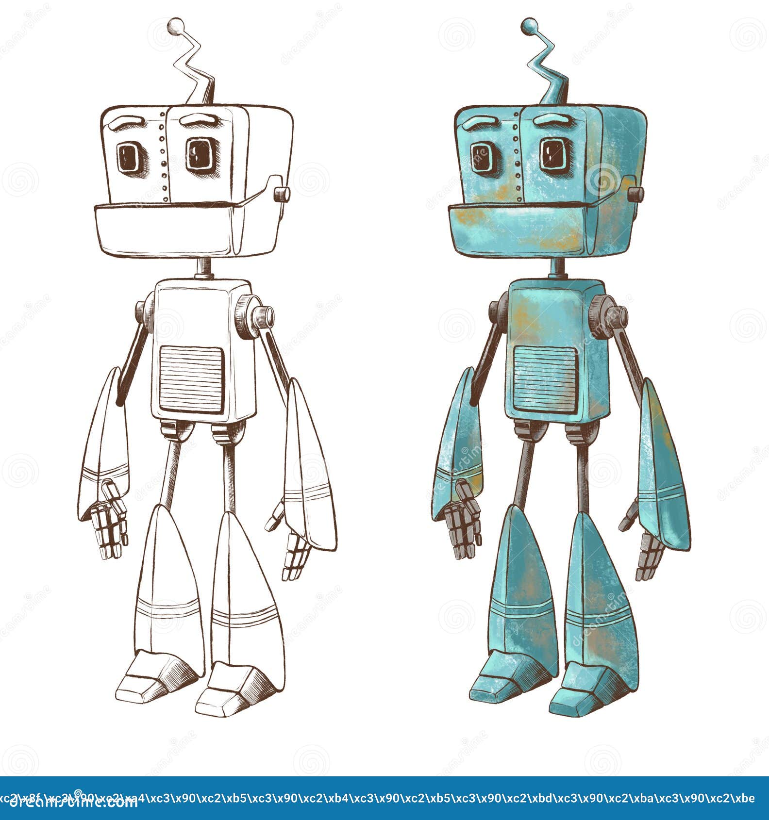 Dibujo Gráfico De Dibujos Robots E Ilustración De Color. Carácter Robot.  Stock de ilustración - Ilustración de aislado, mosca: 223089428