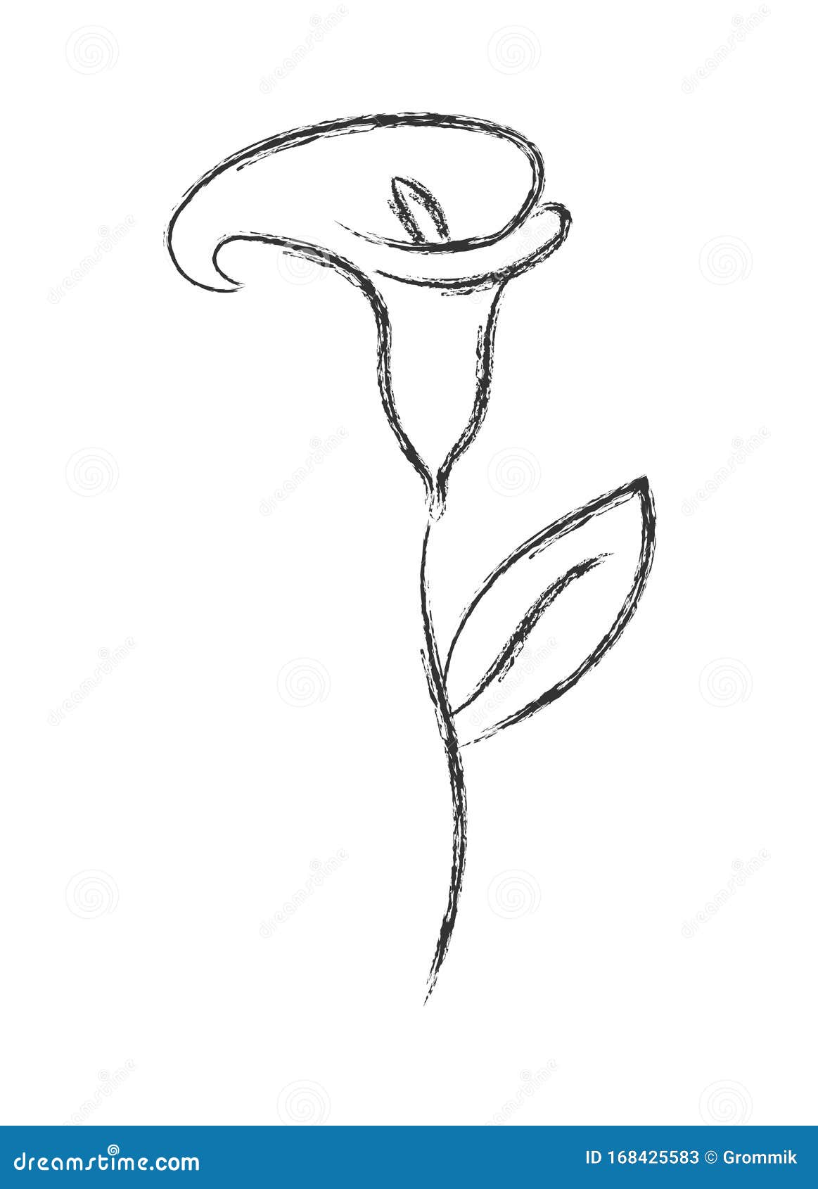 Dibujo a Lápiz De Una Flor Con Pétalos Estilo Doodle Plano Aislado Sobre Un  Fondo Blanco Ilustración del Vector - Ilustración de hoja, postal: 168425583