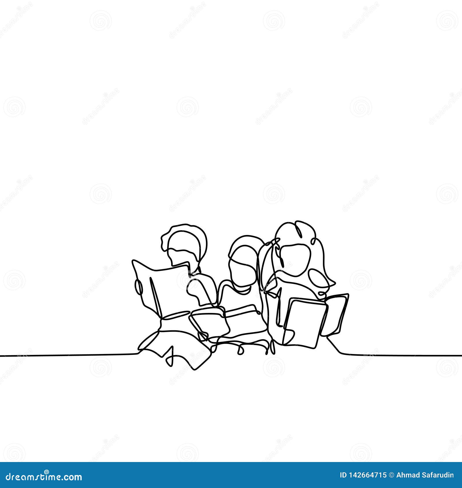 images Jovenes Adolescentes Estudiando Dibujos dibujo lineal continuo del libro de