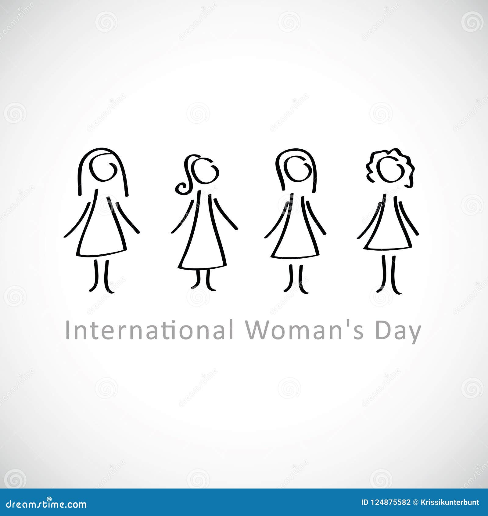Dibujo Lineal De Las Mujeres Del Día Internacional Del ` S Ilustración del  Vector - Ilustración de feliz, continuo: 124875582