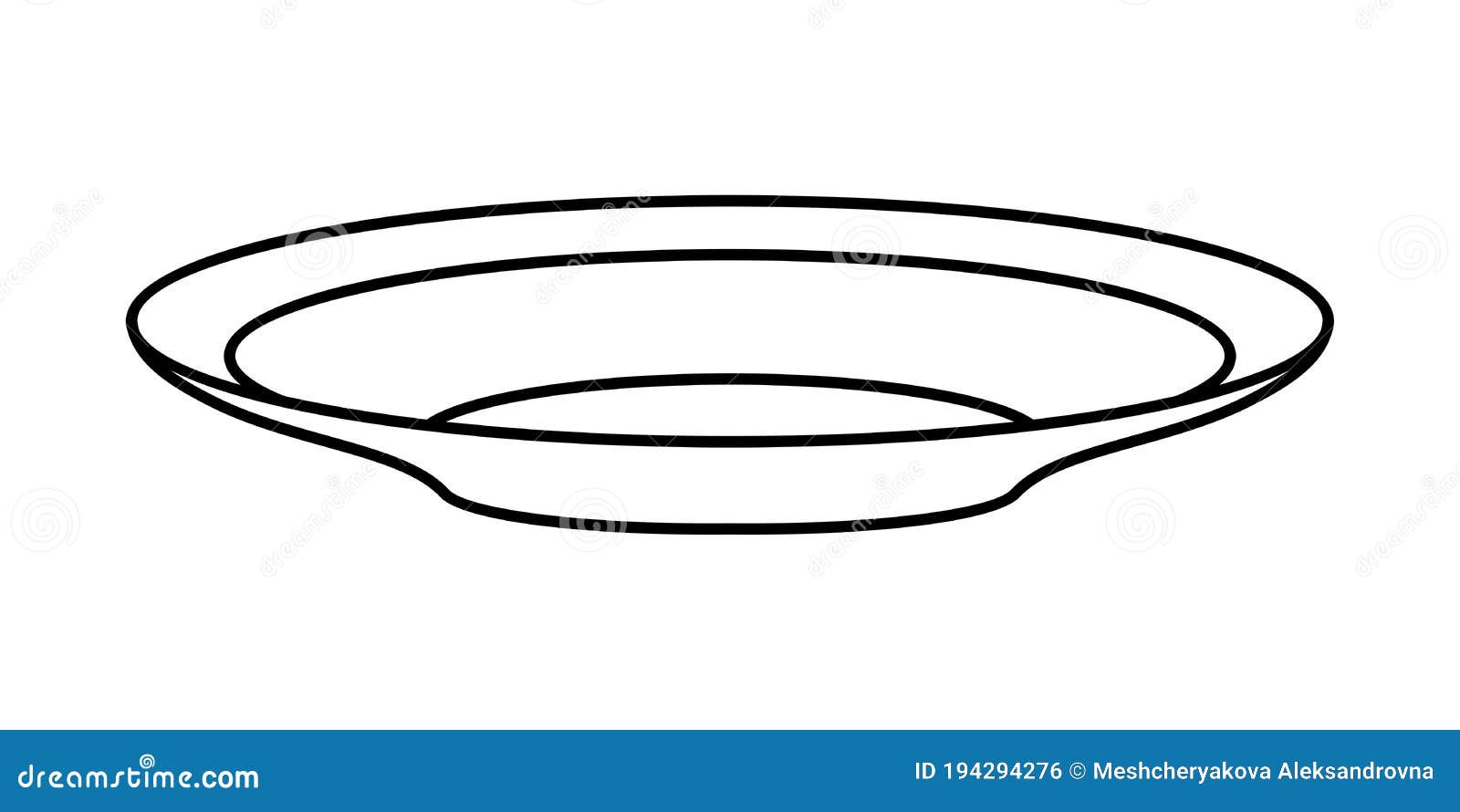 Dibujo Lineal De Un Plato Profundo Sobre Un Fondo Blanco Ilustración del  Vector - Ilustración de bosquejo, muestra: 194294276