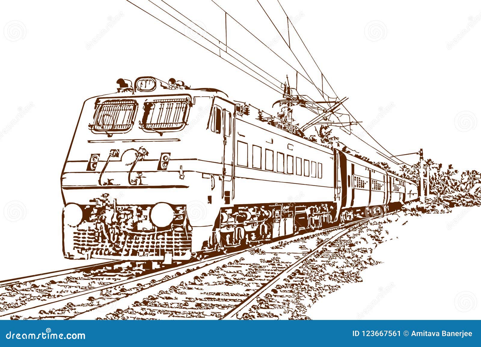 Dibujo Lineal Del Ferrocarril El Indio Stock de ilustración - Ilustración  de pista, cultura: 123667561