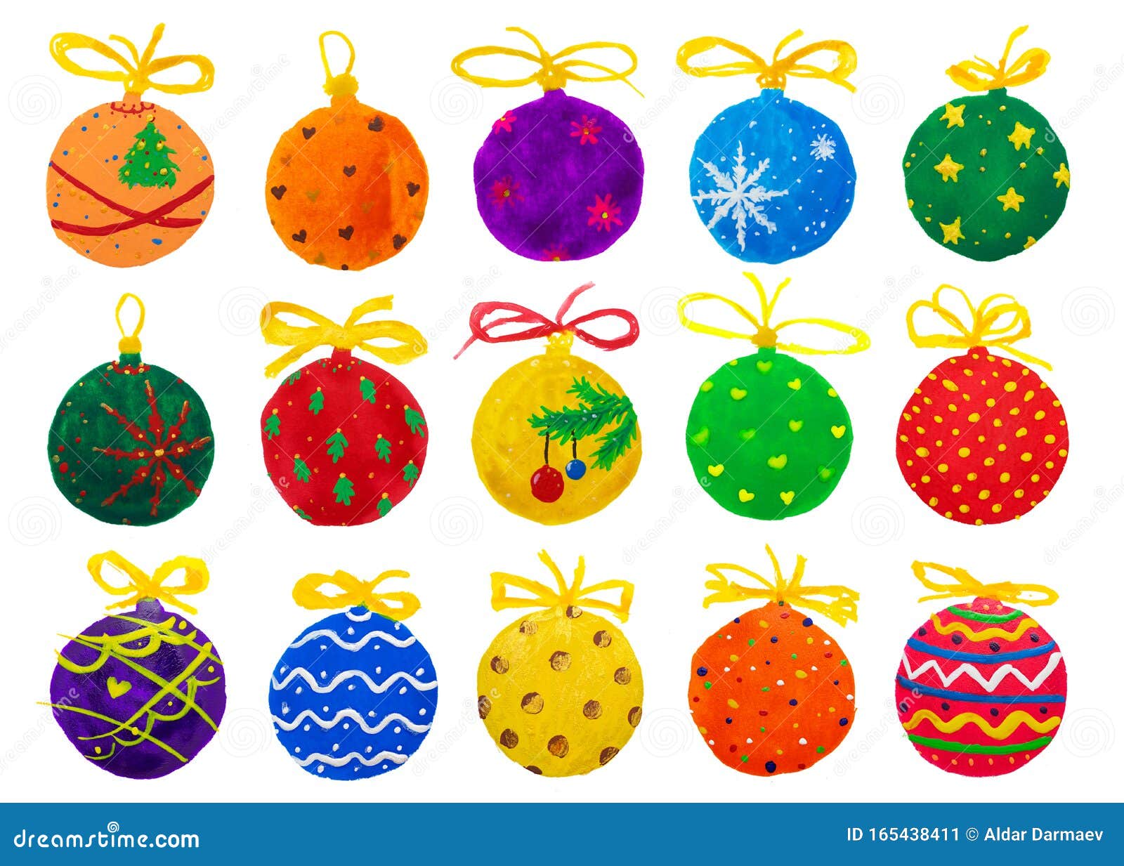 Dibujo a Mano Color Agua De Esferas De Baubles Navideñas Coloridas  Colección De Bolas, Aisladas Stock de ilustración - Ilustración de  elemento, creativo: 165438411