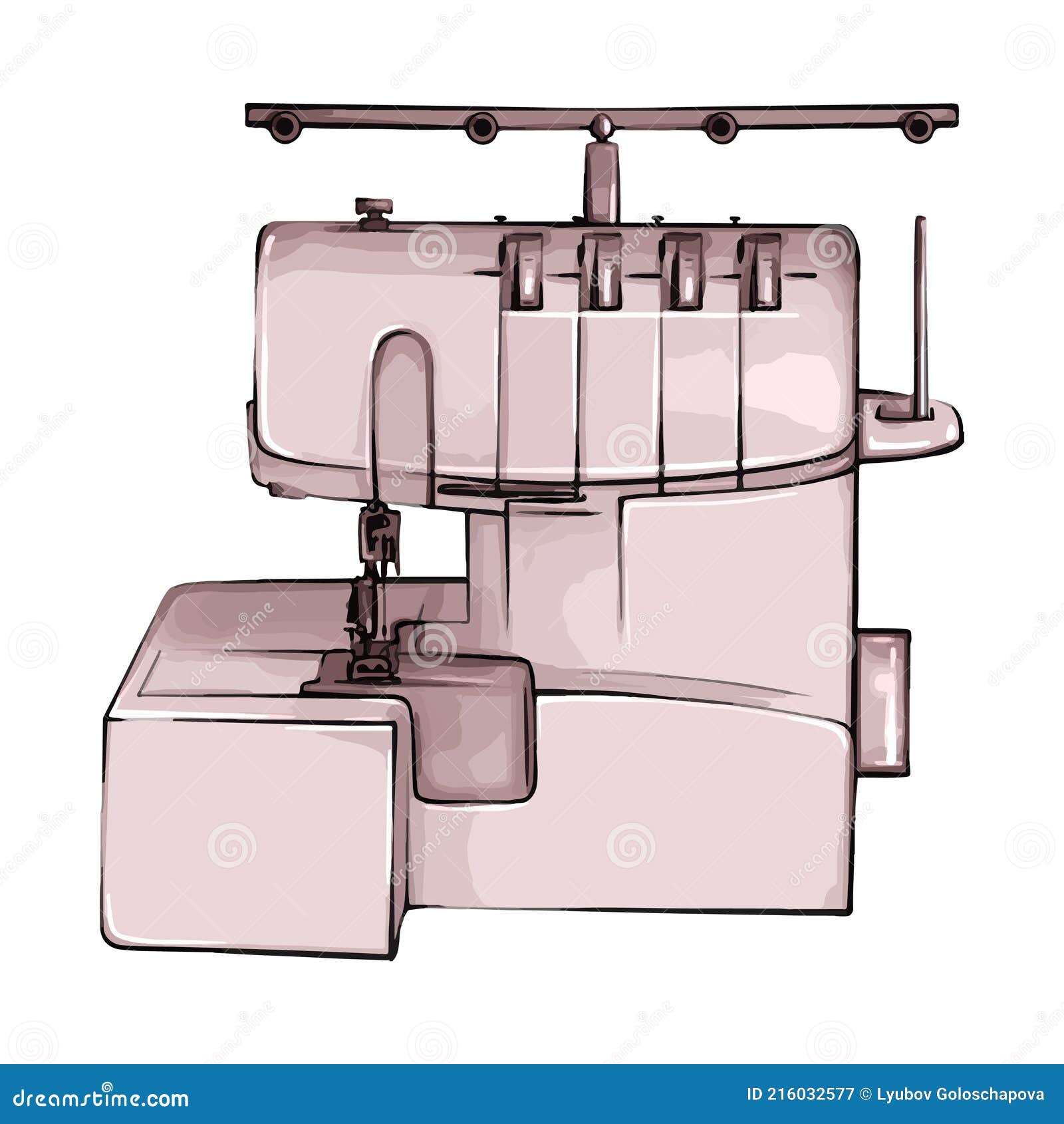 Dibujo a Mano De Costura Overlock Retro Sketch Para Su Diseño. Una  Ilustración Moderna De Una Máquina De Coser Sobre Un Fondo Blan Stock de  ilustración - Ilustración de aguja, costura: 216032577