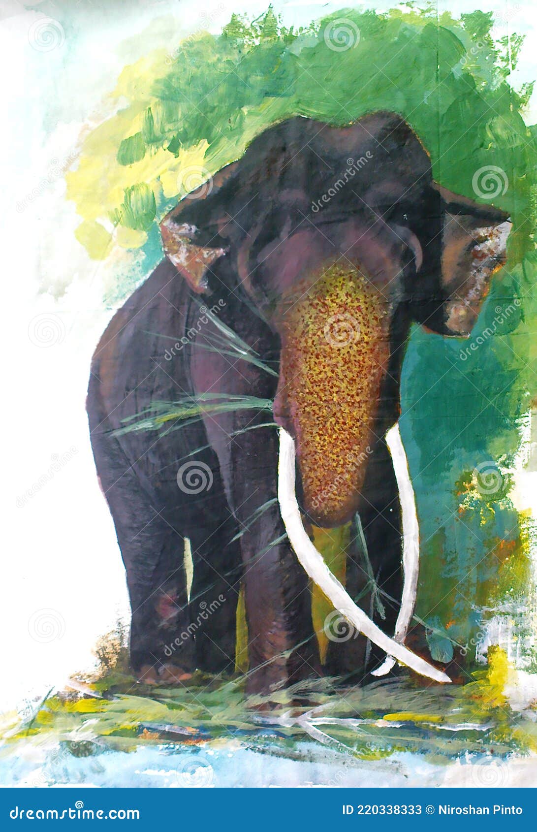 Dibujo a Mano Libre De Elefante En Acrílico Stock de ilustración -  Ilustración de pintada, lona: 220338333