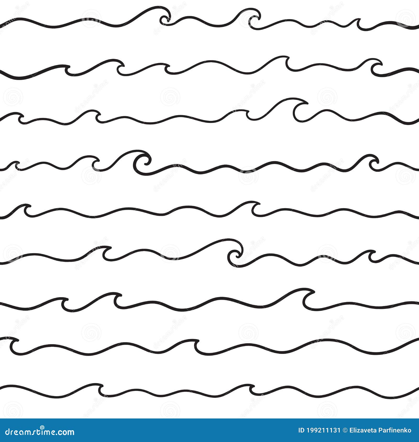 Dibujo Manual Textura Abstracta Patrón Sin Mar Con Olas Del Mar Línea Negra  Sin Fin Sobre Fondo Blanco Ilustración del Vector - Ilustración de marina,  terraplén: 199211131