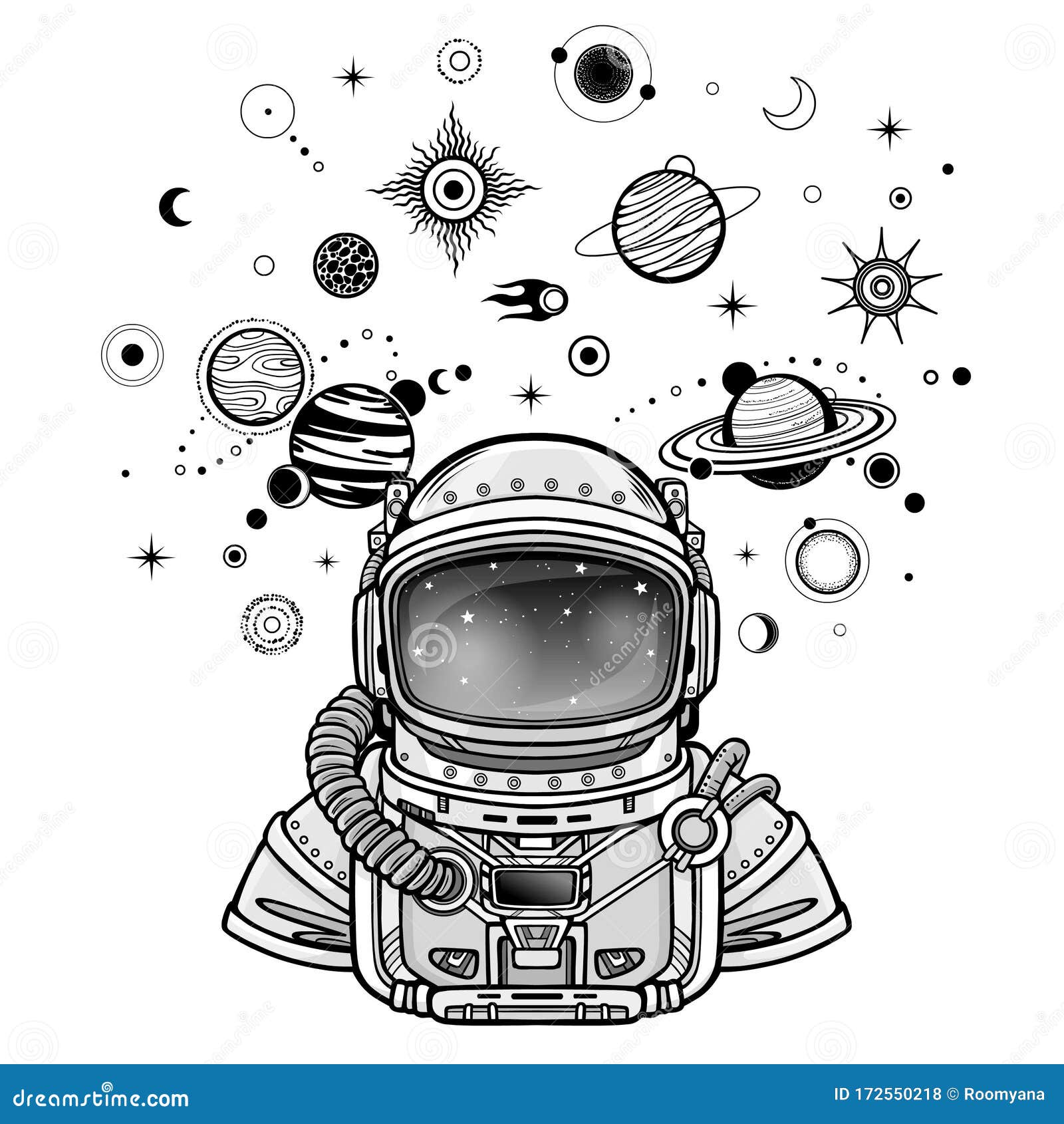 Funcionar Significado gene Dibujo Monocromo: Animador Astronauta Con Traje Espacial Ilustración del  Vector - Ilustración de icono, cosmos: 172550218