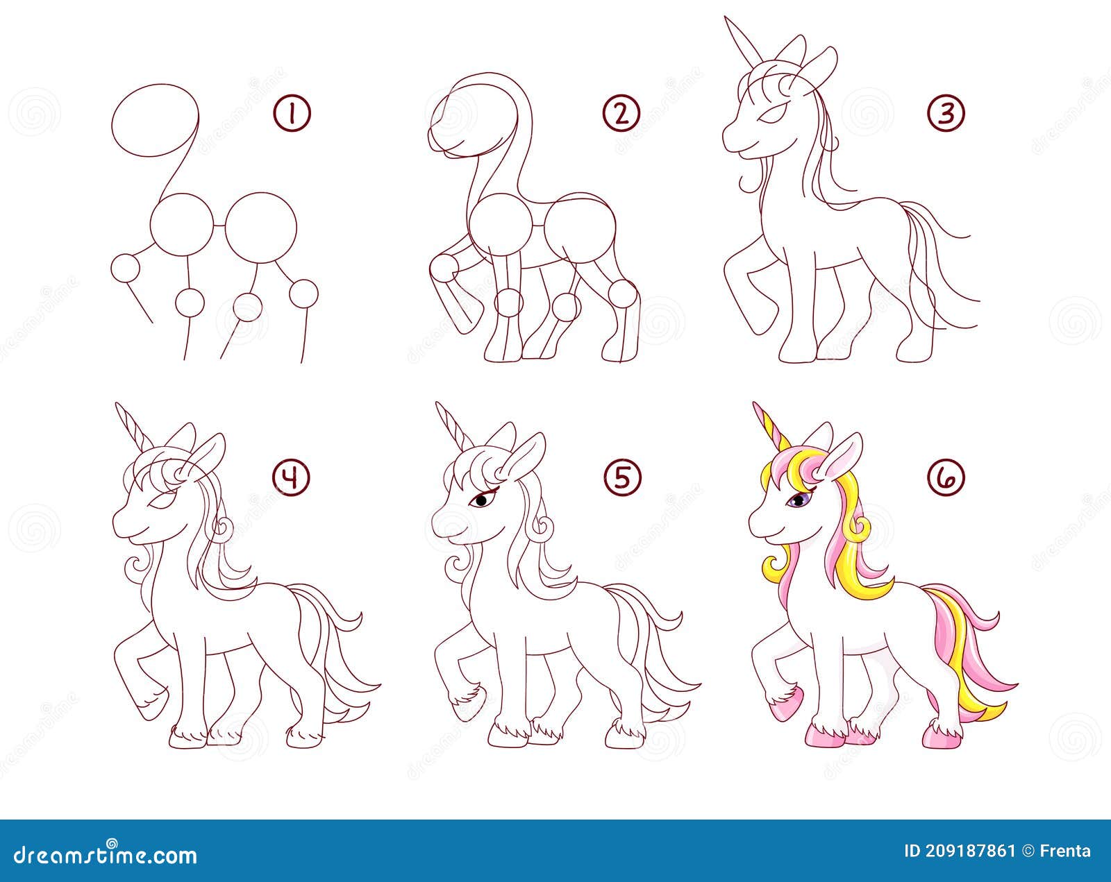 Dibujo Paso a Paso De La Tierna Caricatura Unicornio Ilustración del Vector - Ilustración de contorno, infantil: 209187861 Dibujo Paso a Paso De La Tierna Caricatura Unicornio Ilustración del Vector - Ilustración de contorno, infantil: 209187861
