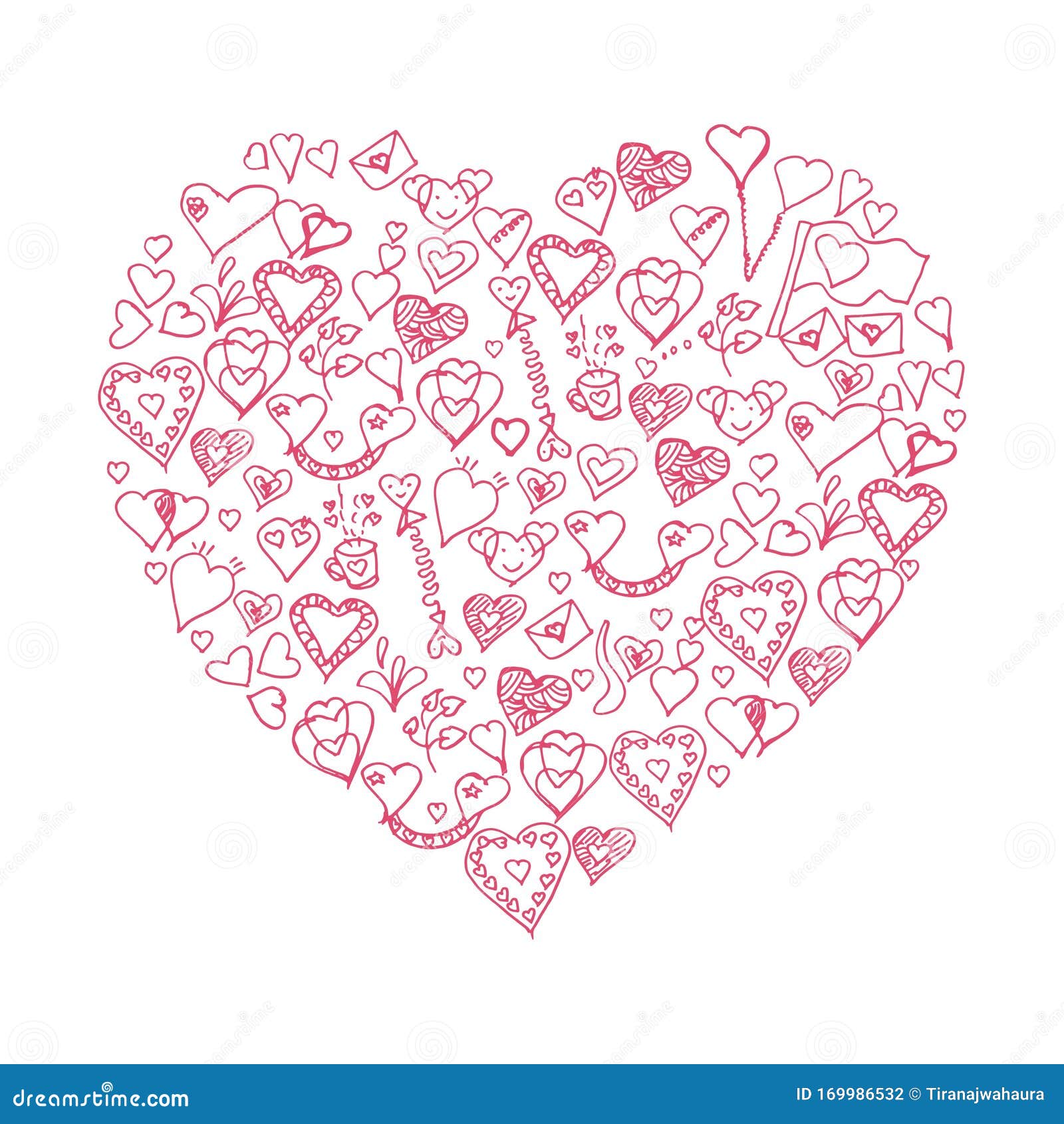 Dibujo Vectorial De Dibujos De Amor Y Corazones Ilustración del Vector -  Ilustración de pinceladas, handmade: 169986532