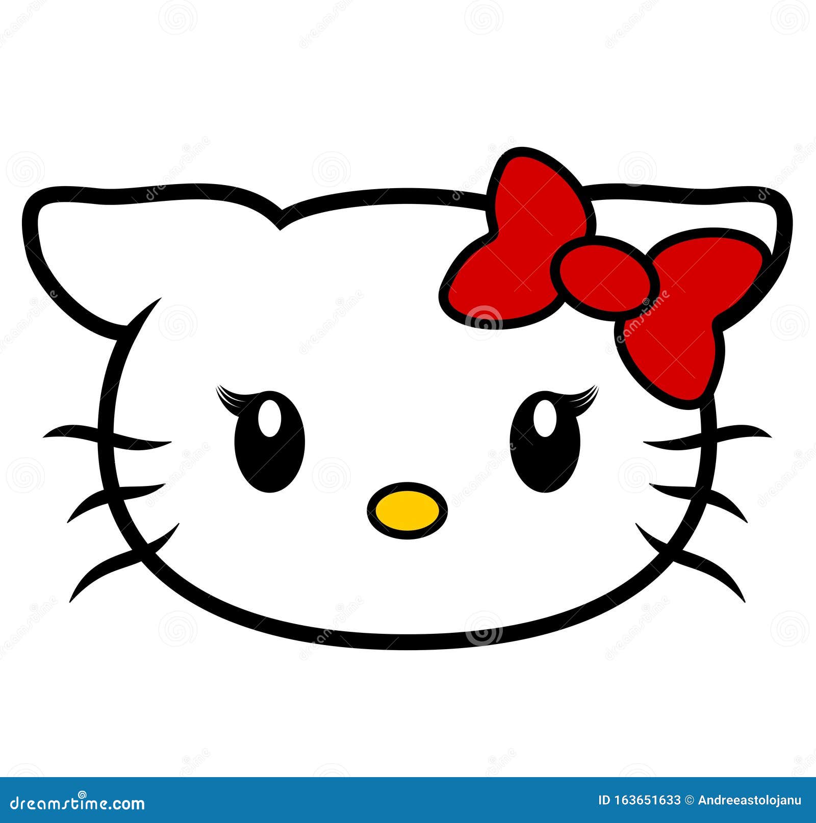 Dibujo Vectorial De La Cara Del Bebé Hello Kitty Con Arco Rojo Aislado De  Fondo Blanco, Caricatura Foto de archivo editorial - Ilustración de rojo,  amor: 163651633