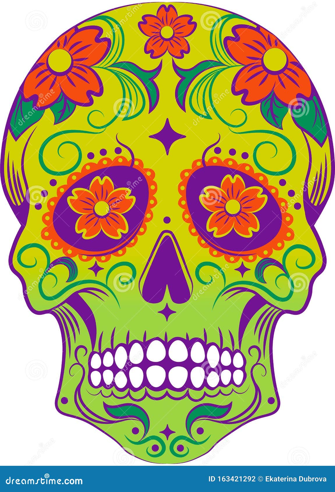 Dibujo Vectorial Del Cráneo De Azúcar Colorido Para El Día De La Muerte  Ilustración del Vector - Ilustración de celebre, violeta: 163421292