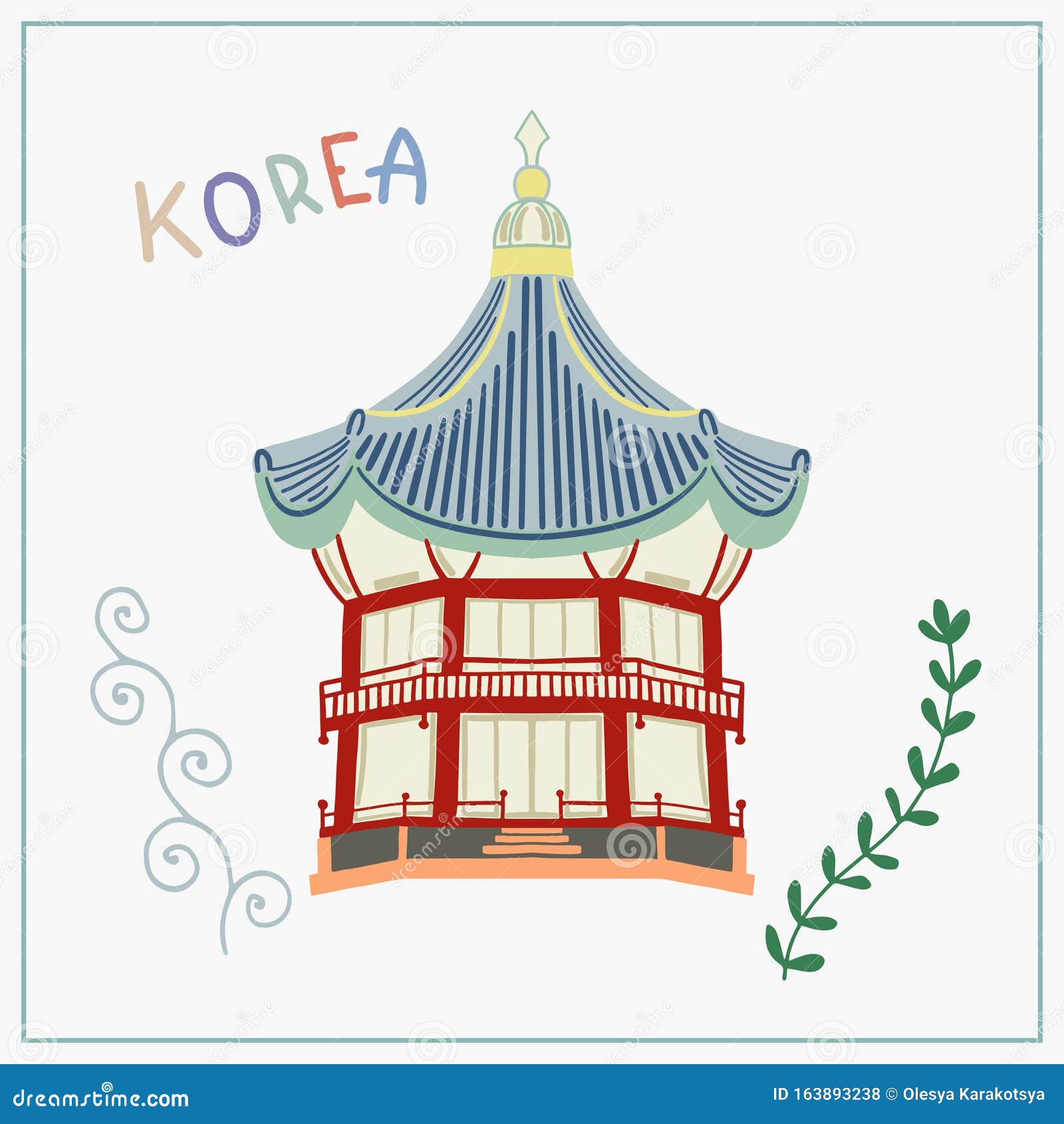 Dibujo Vectorial Plano De Doodle Pagoda En El Palacio Gyeongbokgung En Seúl  Ilustración del Vector - Ilustración de plano, pagoda: 163893238