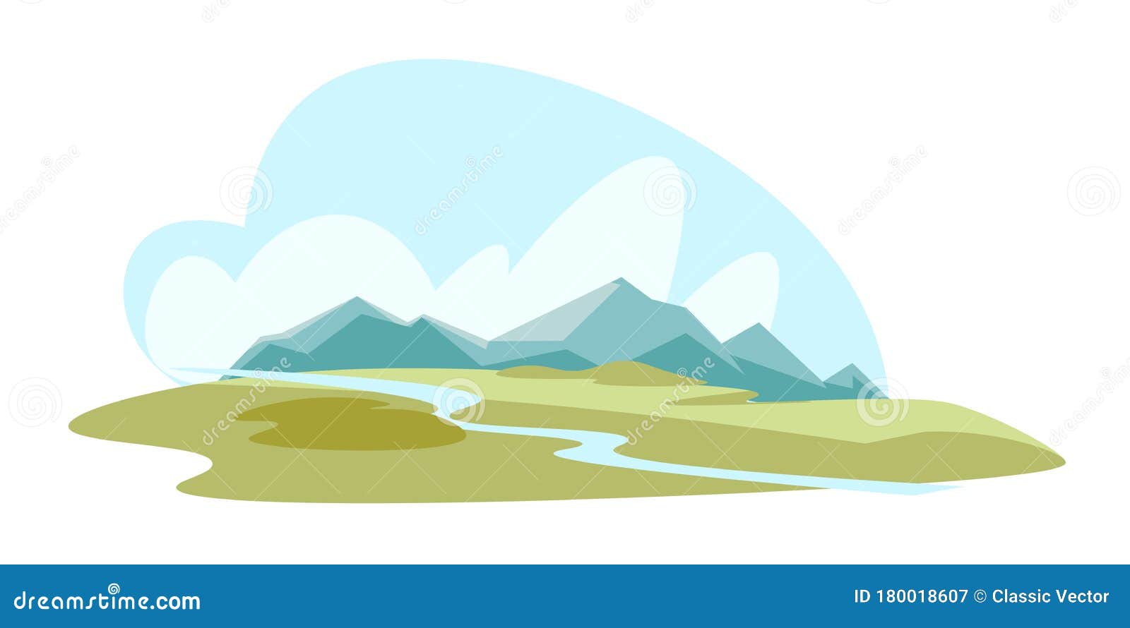 Dibujo Vectorial Plano De Las Montañas Y El Valle Ilustración del Vector -  Ilustración de brillante, verano: 180018607