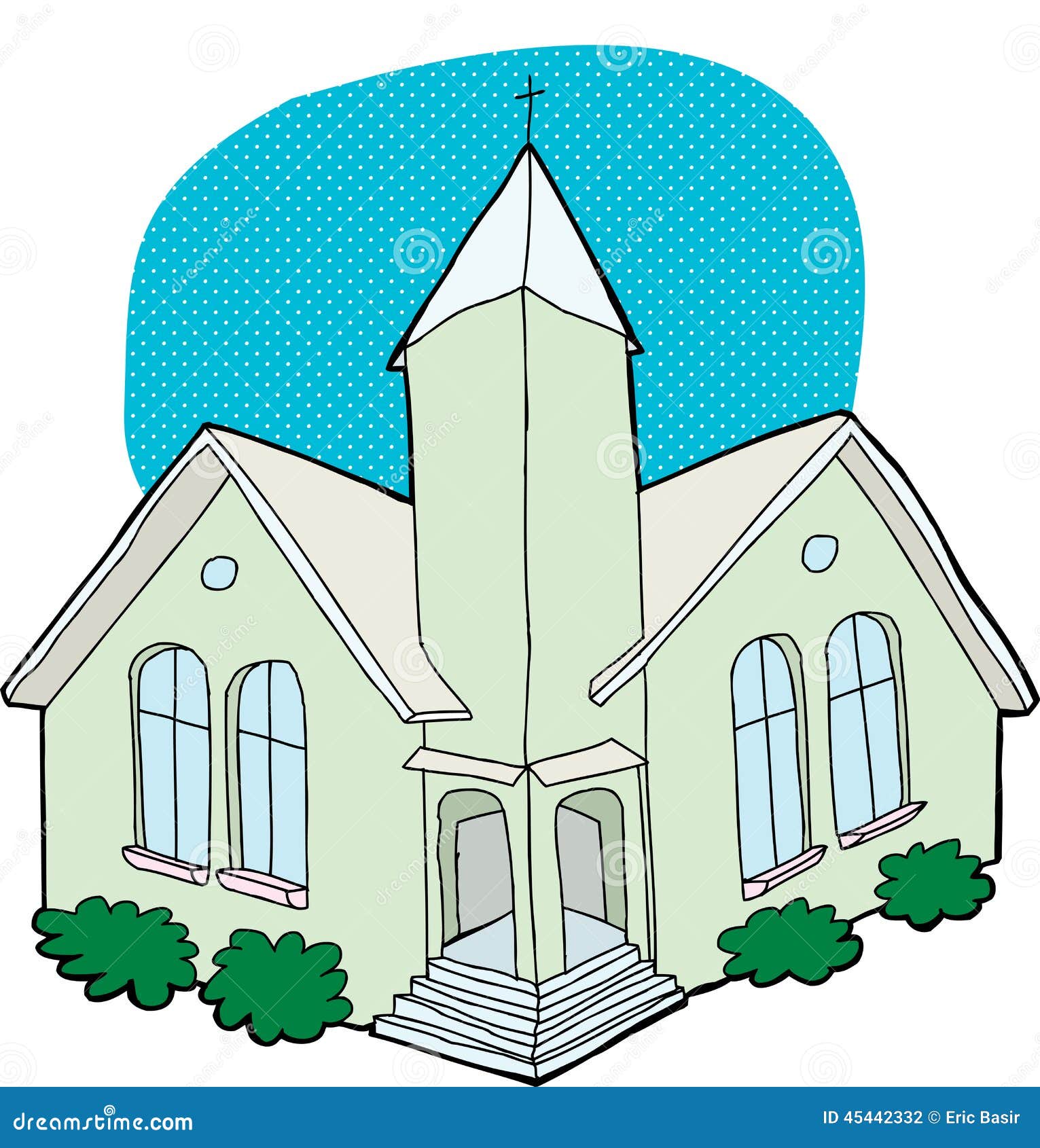 Dibujo verde de la iglesia ilustración del vector. Ilustración de crucifijo  - 45442332