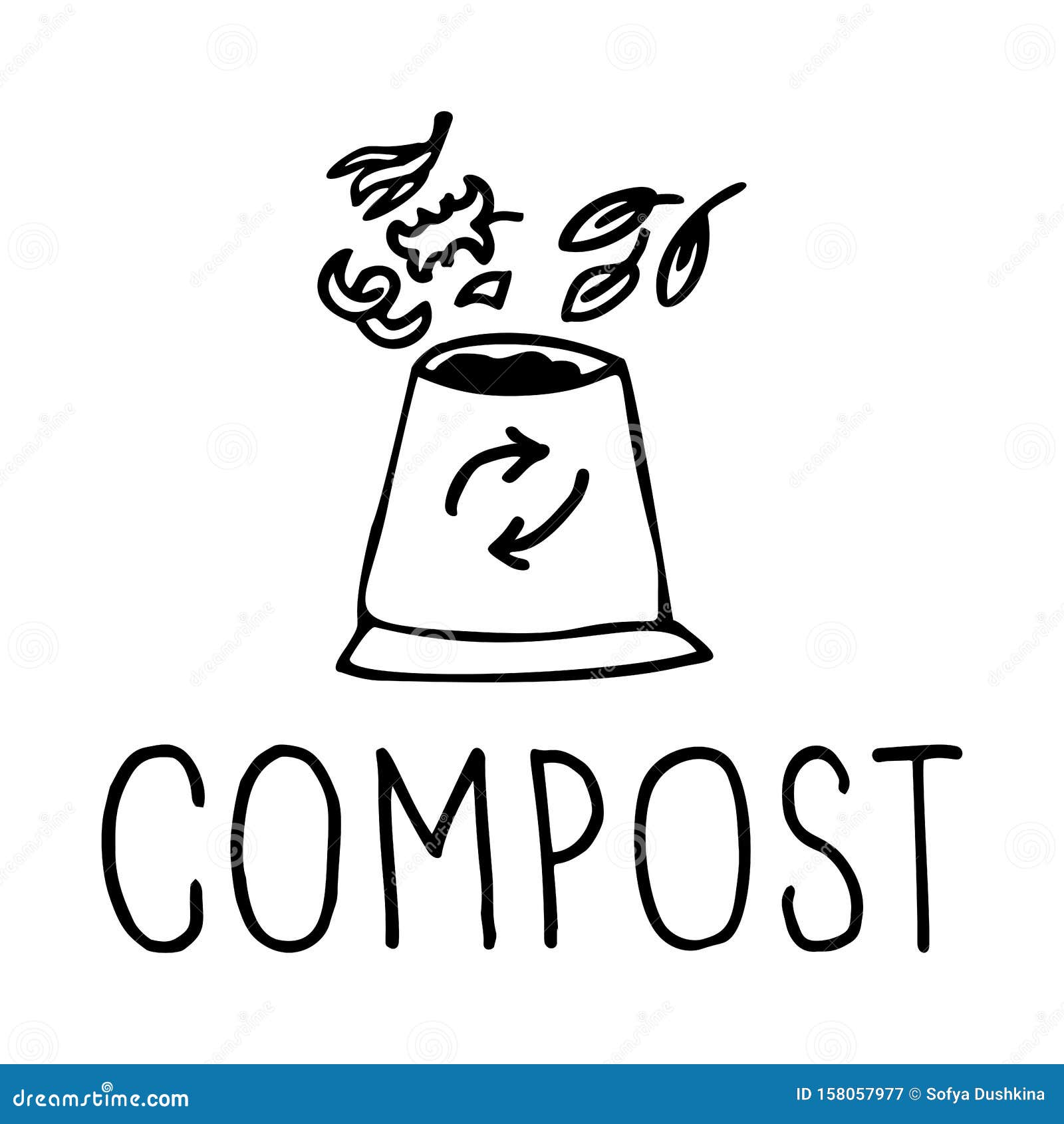 Dibujo Y Escritura De Compost. Signo Vector Dibujado a Mano Ilustración del  Vector - Ilustración de cubo, concepto: 158057977