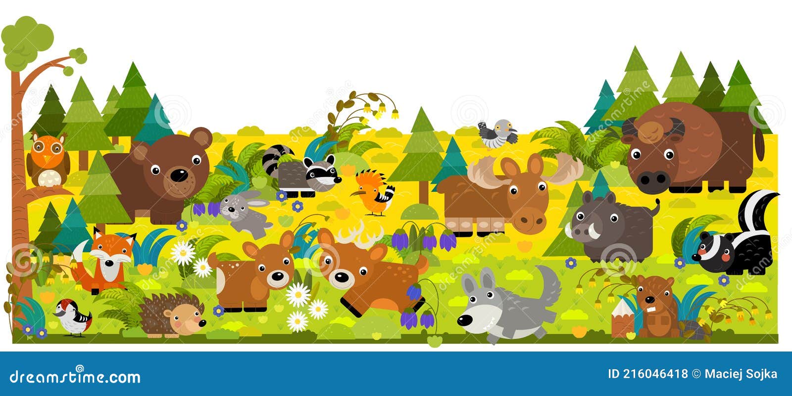 Dibujos Animados Animales Europeos Roedores En Prado Stock de ilustración -  Ilustración de parque, frontera: 216046418