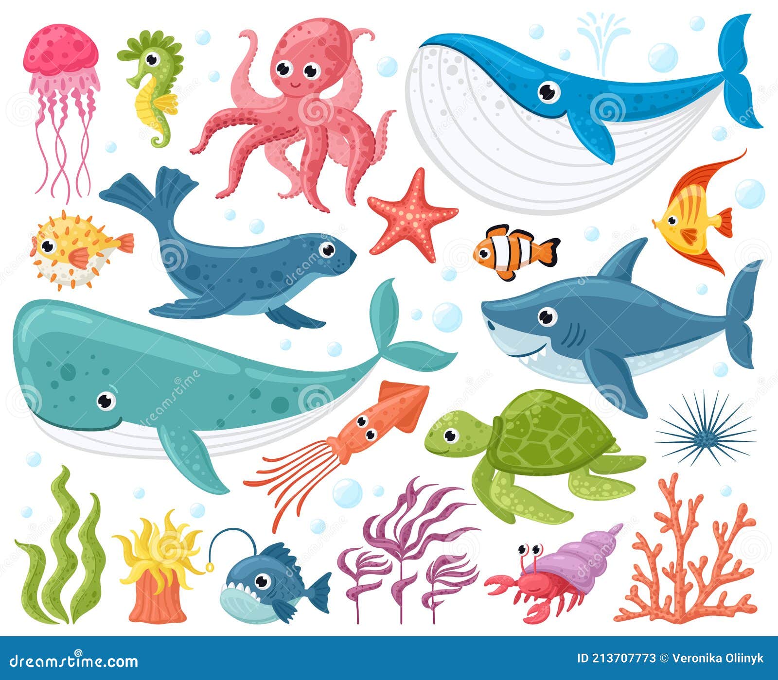 Dibujos Animados Animales Marinos. Tiburón Y Tortuga Medusa Cangrejo Y Foca  De Peces De Mar Lindo. Criaturas Submarinas De Vida Si Ilustración del  Vector - Ilustración de aleta, conjunto: 213707773