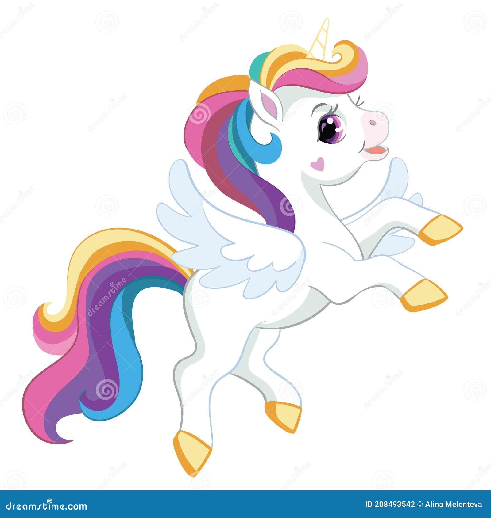 Dibujos Animados Bonitos Unicornio Con Alas Ilustraciones Vectoriales  Ilustración del Vector - Ilustración de lindo, felicitaciones: 208493542