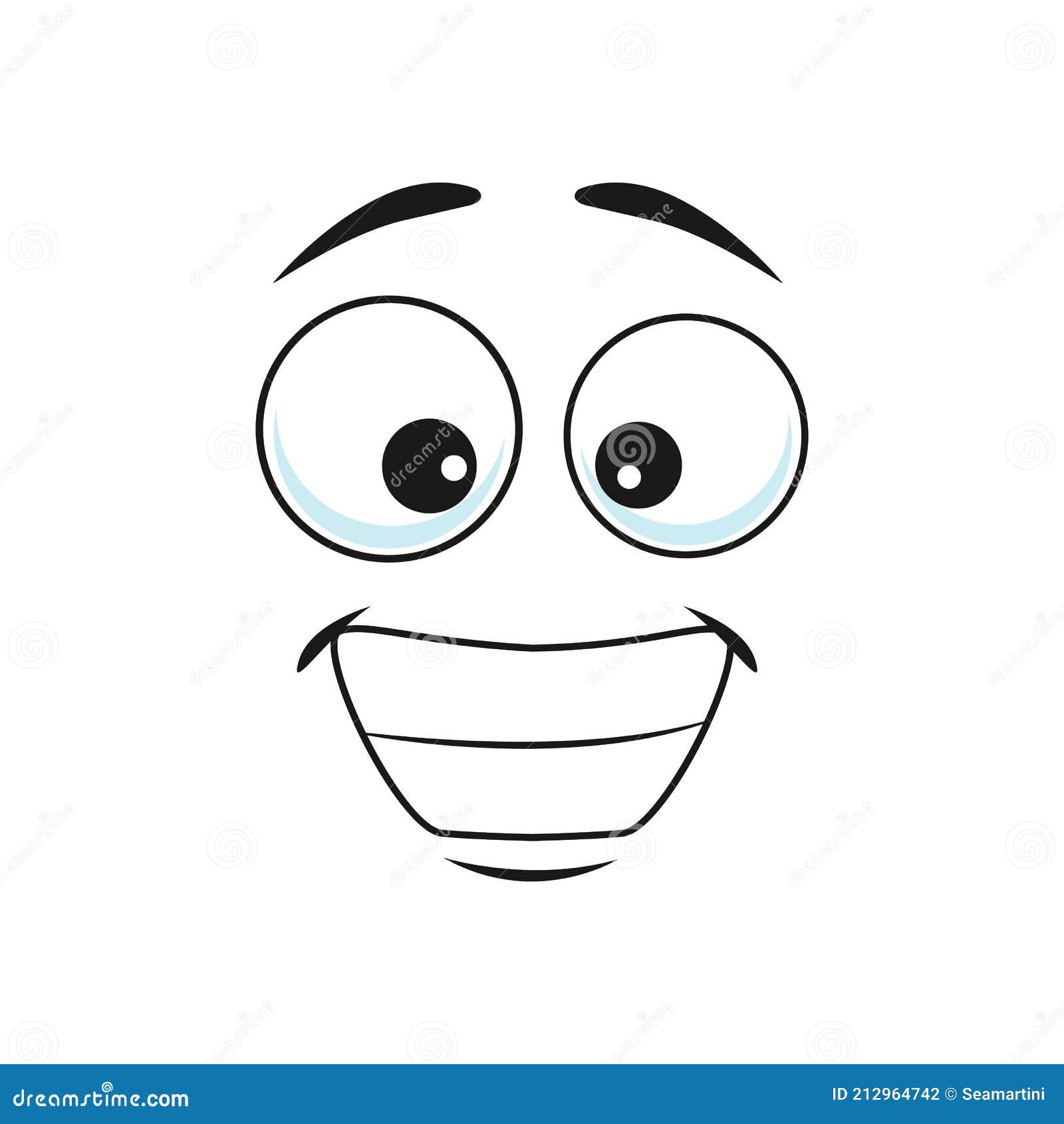 Dibujos Animados Cara Vector Icono Amplia Sonrisa Facial Emoji Ilustración  del Vector - Ilustración de aislado, sonriente: 212964742