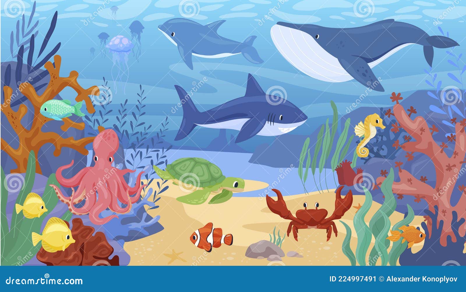 Dibujos Animados Coloridos Animales Marinos Bajo El Agua Vector Panorámica Ilustración Plana. Fondo Oceánico Tropical Ilustración del Vector - Ilustración de lindo, historieta: 224997491 Dibujos Animados Coloridos Animales Marinos Bajo El Agua Vector Panorámica Ilustración Plana. Fondo Oceánico Tropical Ilustración del Vector - Ilustración de lindo, historieta: 224997491