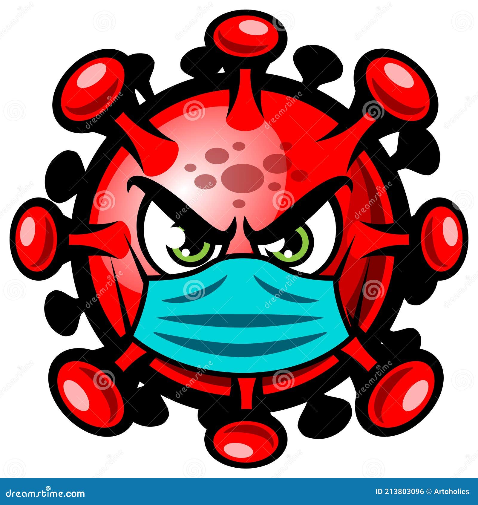 Dibujos Animados Covid19 Coronavirus Con Una Máscara De Ilustración De  Vectores Ilustración del Vector - Ilustración de viral, negro: 213803096