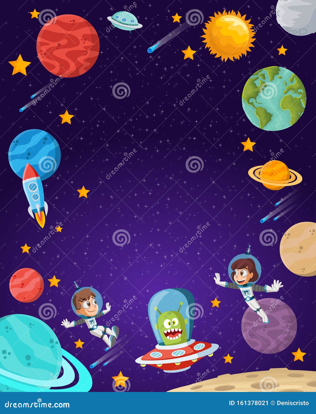 Dibujos Animados De Astronautas Que Vuelan En El Espacio Ilustración del  Vector - Ilustración de cabrito, extranjero: 161378021