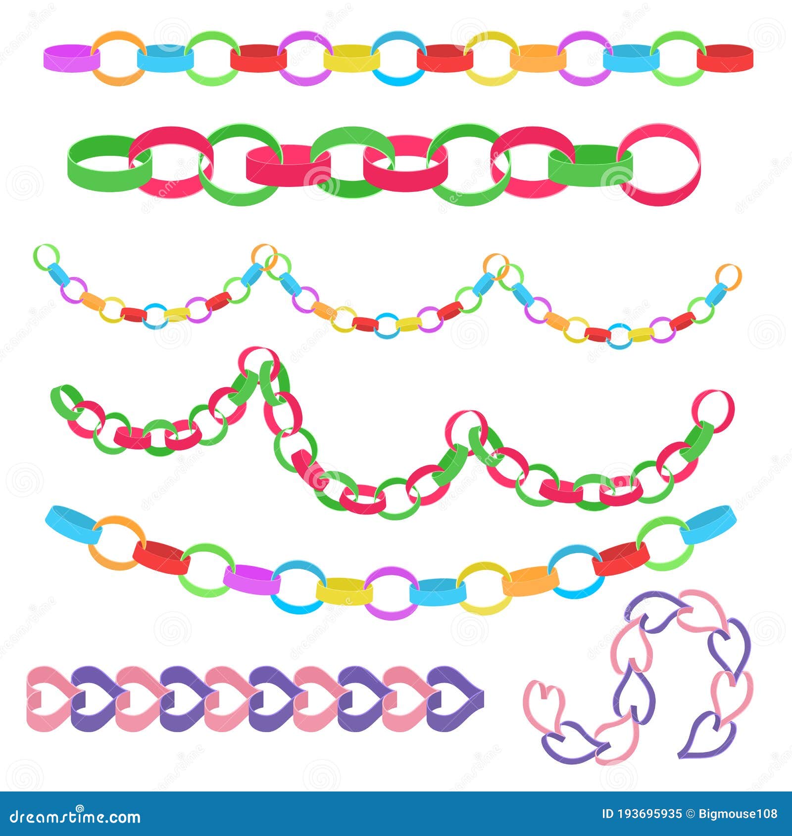 Dibujos Animados De Diferentes Cadenas Coloridas De Papel. Vector  Ilustración del Vector - Ilustración de conjunto, colorido: 193695935