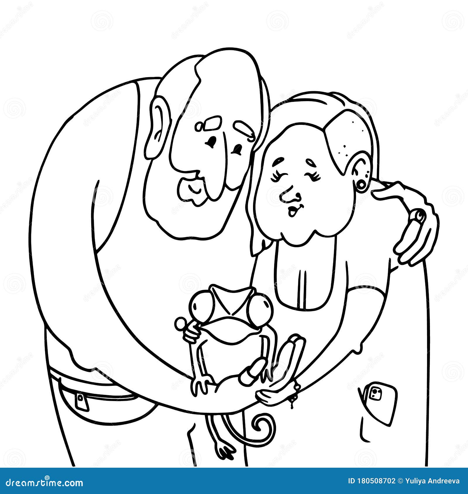 Dibujos Animados De Elegantes Abuelos Con Tatuajes. Retrato Familiar De Una  Antigua Pareja Hipster Con Mascota Chameleon. Página D Stock de ilustración  - Ilustración de mascota, feliz: 180508702