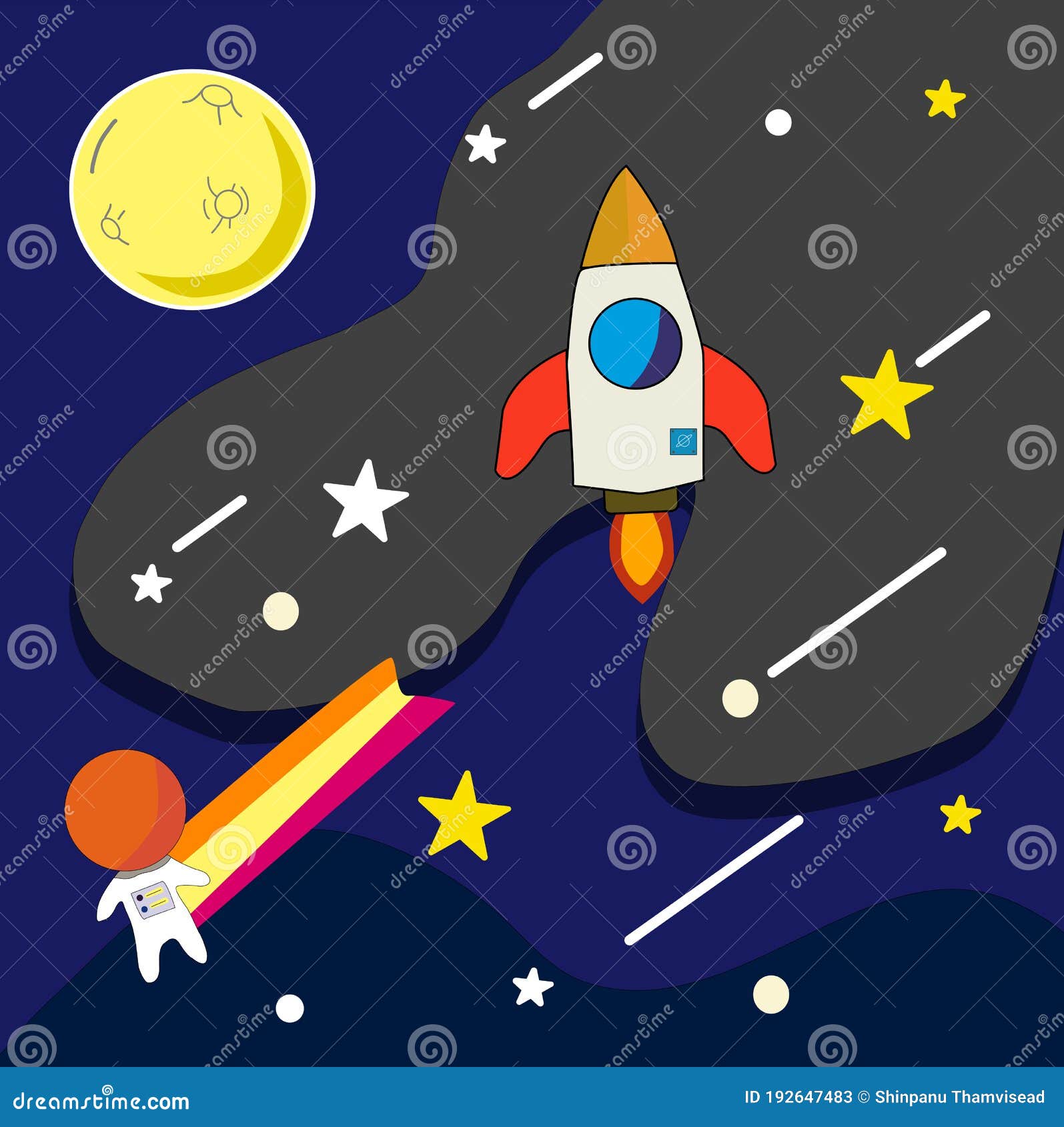 conjunto de espacio para niños. colección de elementos espaciales, luna,  astronauta, estrellas, ilustración de cohete.vector en estilo de dibujos  animados. estilo plano 15645768 Vector en Vecteezy
