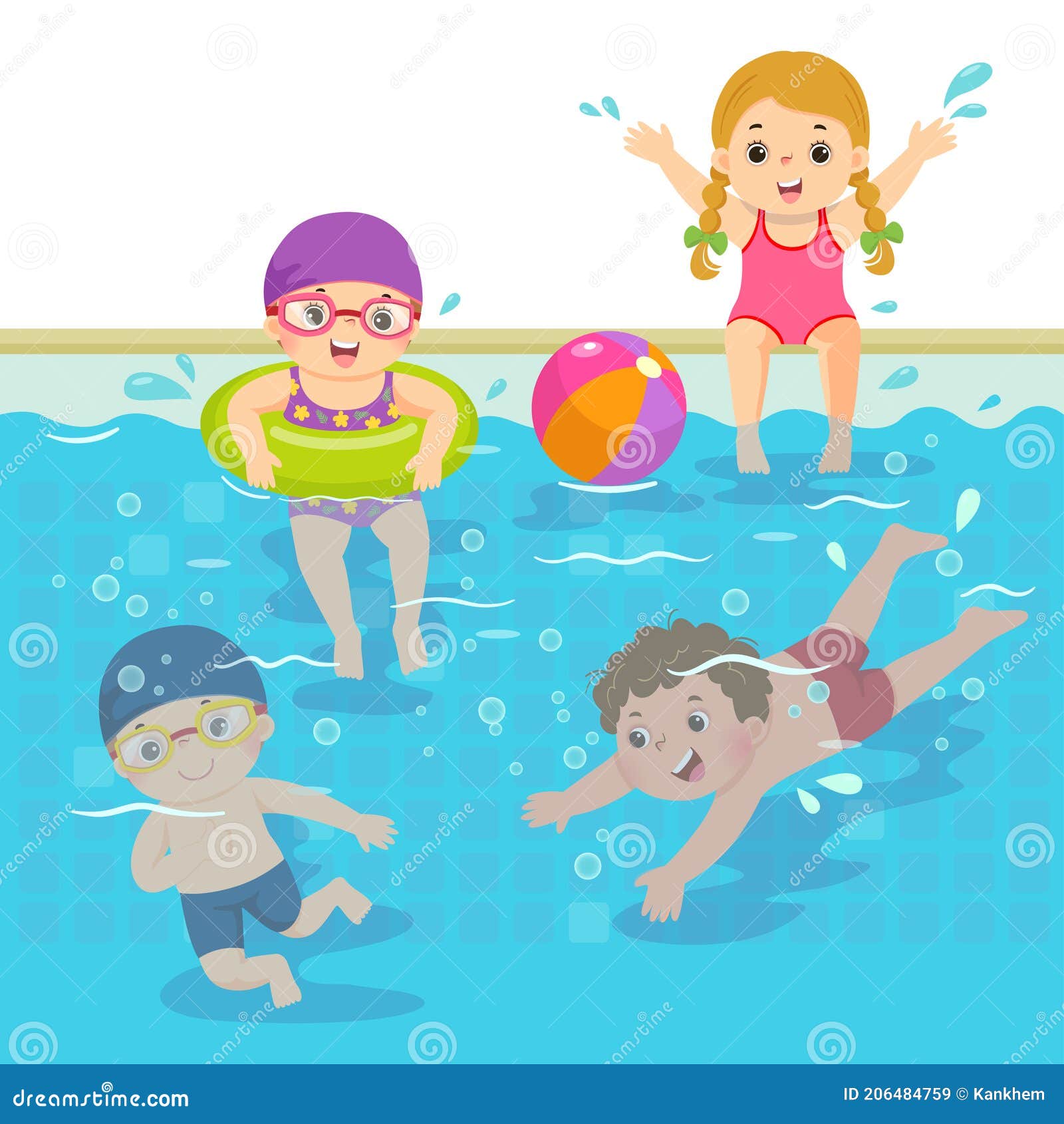 Dibujos Animados De Niños Felices Nadando En La Piscina Ilustración del Vector - Ilustración de deporte, historieta: 206484759 Dibujos Animados De Niños Felices Nadando En La Piscina Ilustración del Vector - Ilustración de deporte, historieta: 206484759