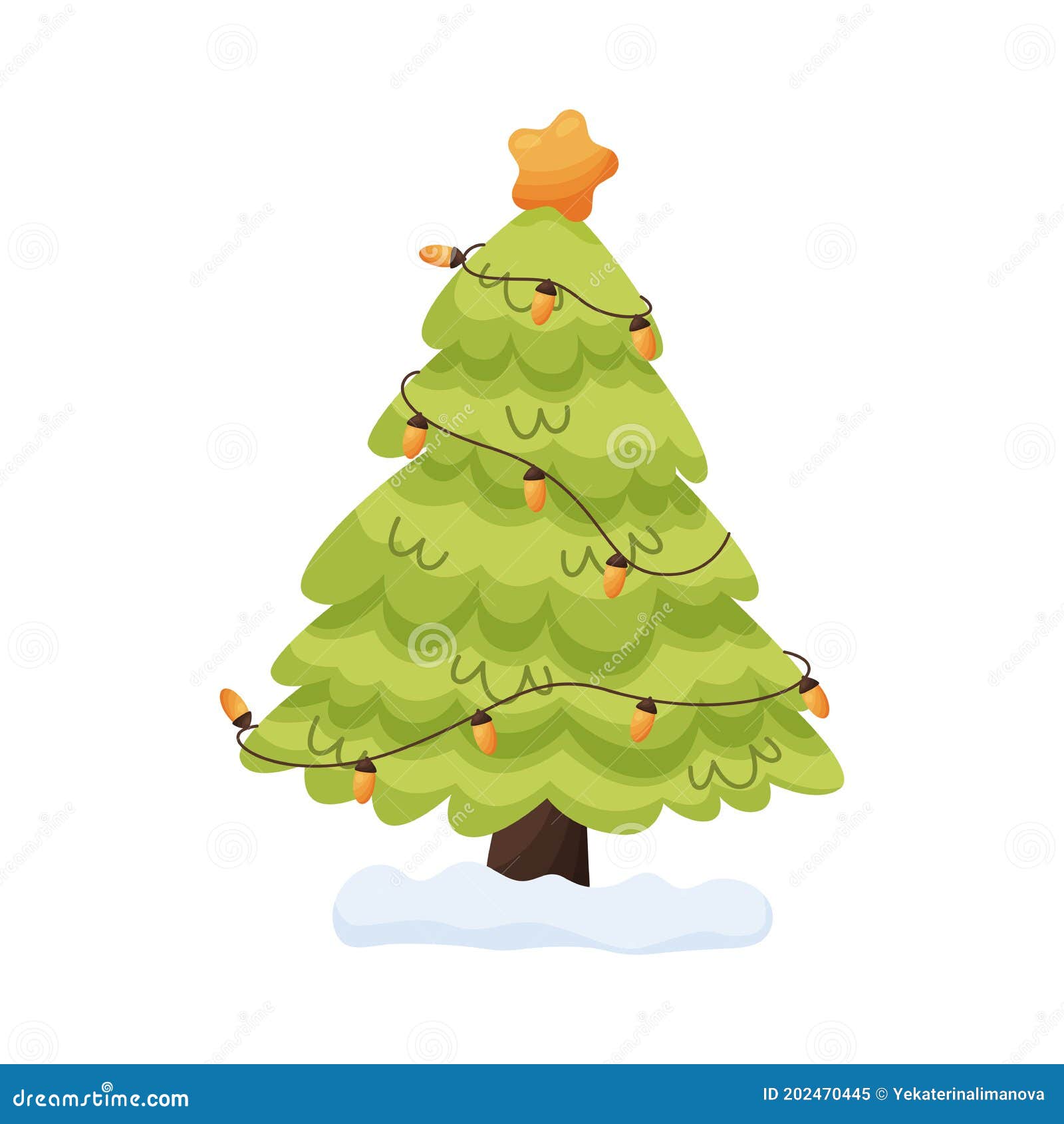 Dibujos Animados De Pino De árboles De Navidad Decorados. Vector  Ilustración del Vector - Ilustración de abeto, regalo: 202470445