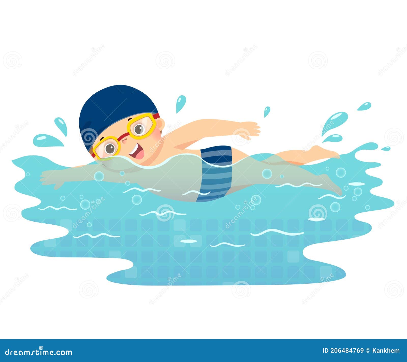 Dibujos Animados De Un Niño Pequeño Nadando En La Piscina Ilustración del  Vector - Ilustración de gente, recurso: 206484769