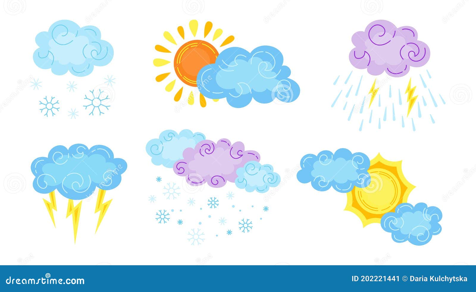 Dibujos Animados Del Clima Ponen La Nube De Nieve Linda Ilustración del  Vector - Ilustración de viento, cielo: 202221441