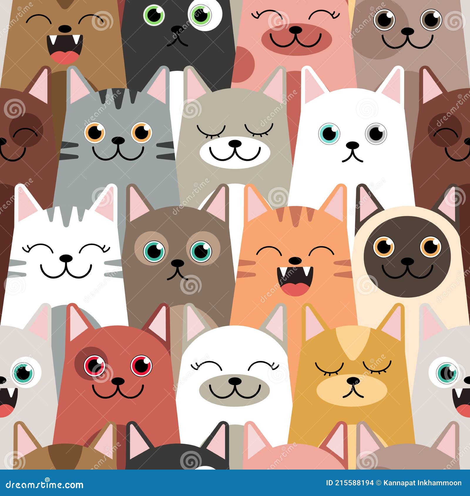 Dibujos Animados Gatos Diferentes Gatos Sin Costuras Fondo De Pantalla  Ilustración del Vector - Ilustración de elemento, aislado: 215588194
