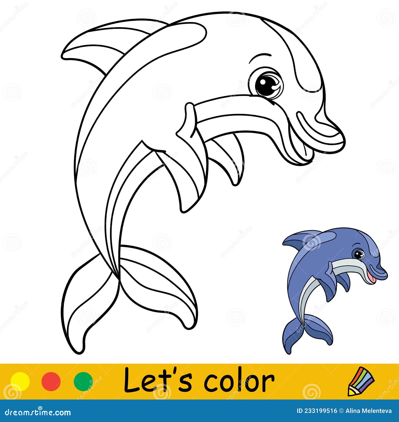 Dibujos Animados Lindo Y Divertido Colorido De Delfines Juguetones  Ilustración del Vector - Ilustración de colorido, modelo: 233199516
