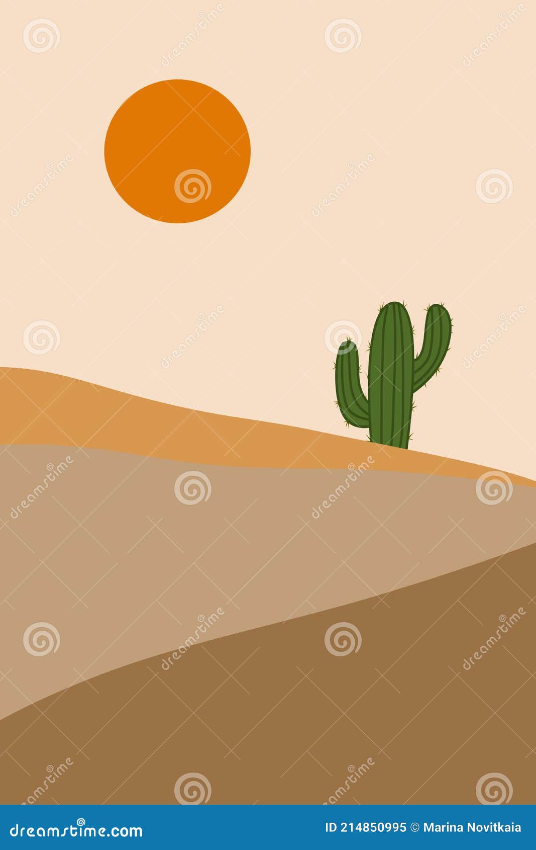 Dibujos Animados Paisaje Del Desierto Con Cactus Y Colinas. Ilustración En  Color. Stock de ilustración - Ilustración de cartel, silueta: 214850995