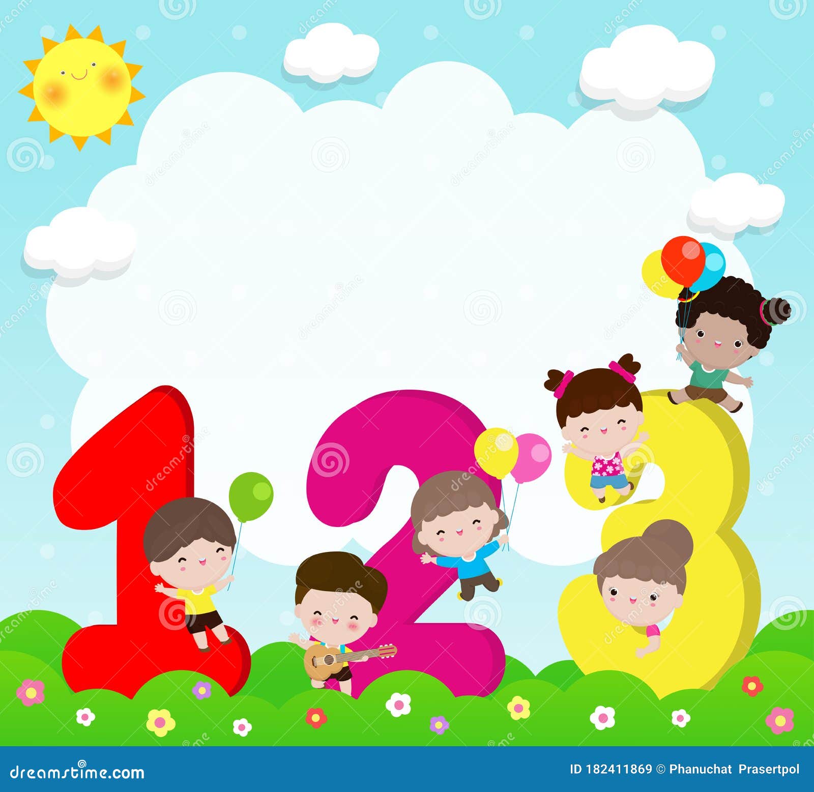 Dibujos Animados Para Niños Con 123 Números Niños Con Números Ilustraciones  Vectoriales De Fondo. Ilustración del Vector - Ilustración de elemental,  feliz: 182411869