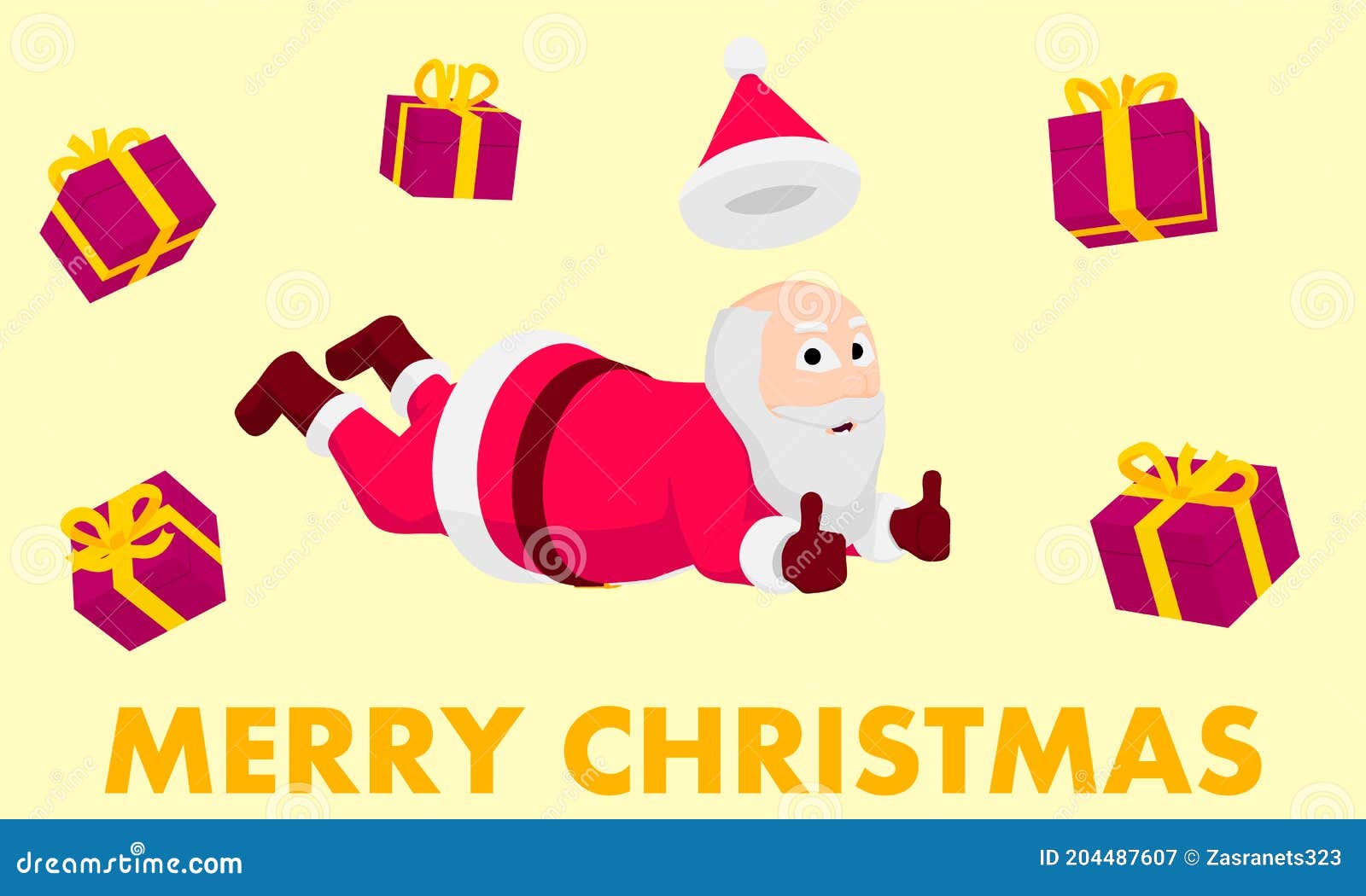 Dibujos Animados Santa Claus Está Cayendo Con Los Regalos. Ilustración del  Vector - Ilustración de alegre, objeto: 204487607