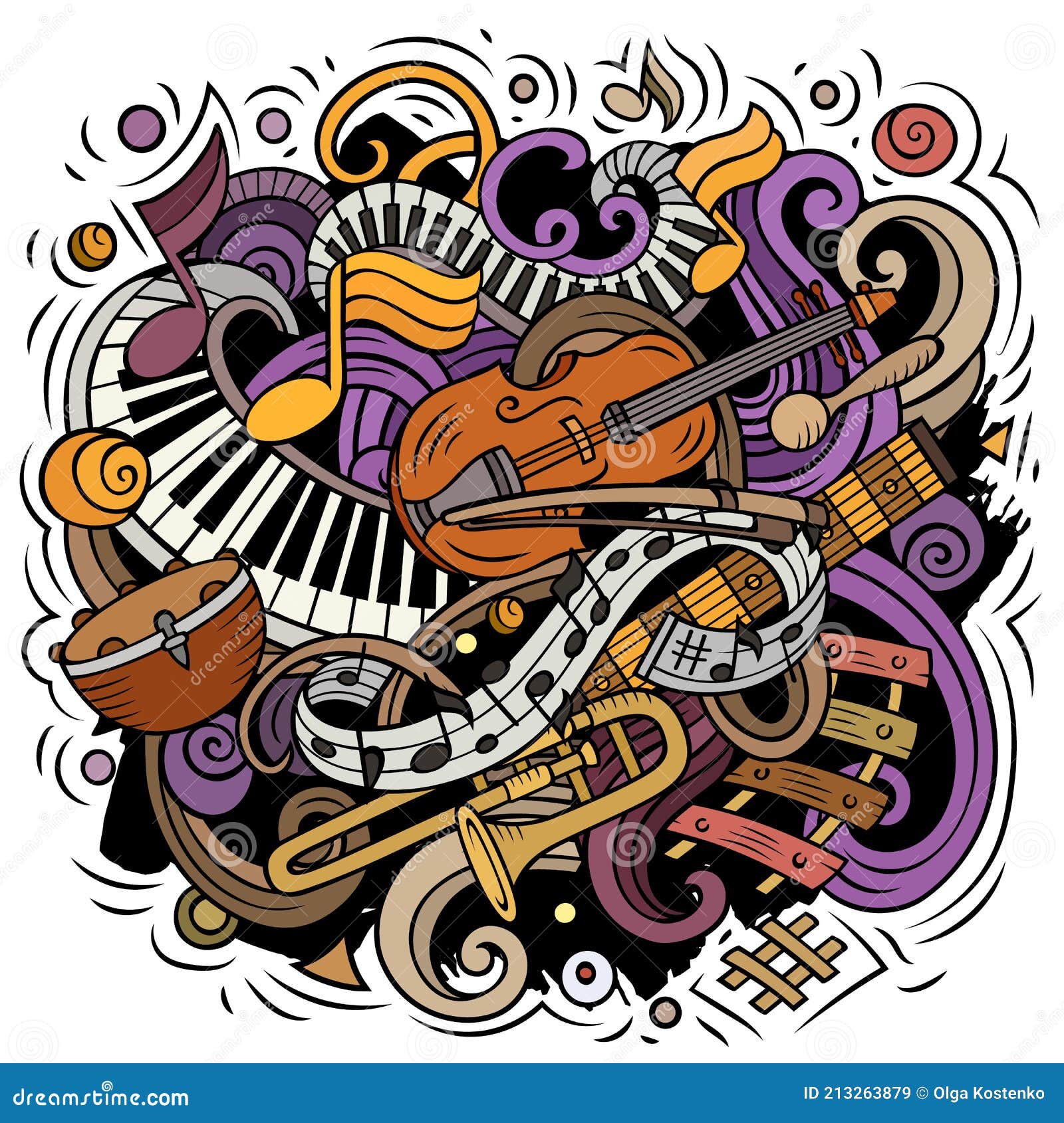 Dibujos Animados Vector Garabatos Música Clásica Ilustración Ilustración  del Vector - Ilustración de arte, plan: 213263879