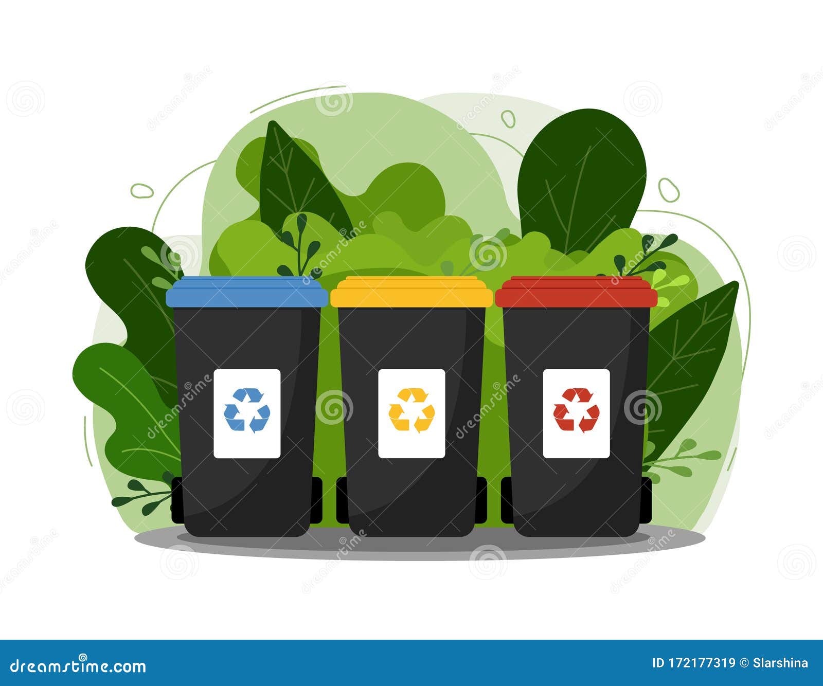 Dibujos Planos Vectoriales De Latas De Basura Ordenar La Basura Concepto De  Ecología Y Reciclaje Barras De Basura De Reciclaje En Ilustración del  Vector - Ilustración de ambiental, ambiente: 172177319