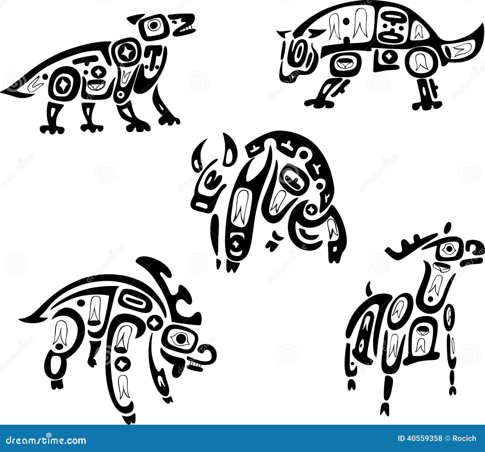 Dibujos Tribales Del Shoshone Indio Nativo Animales Ilustración del Vector  - Ilustración de estilizado, conjunto: 40559358