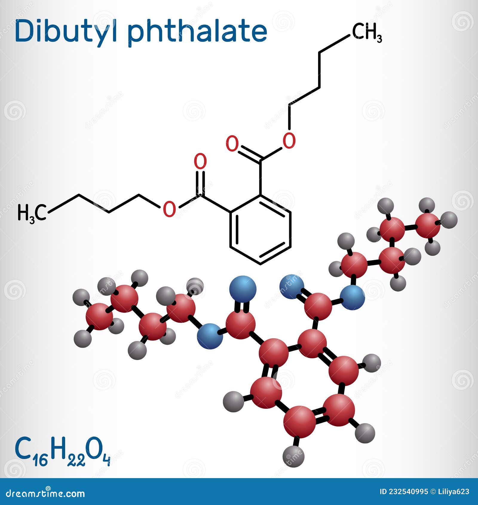 Dibutyl Phthalate, DBP Molecule. it is Phthalate Ester, Diester Stock