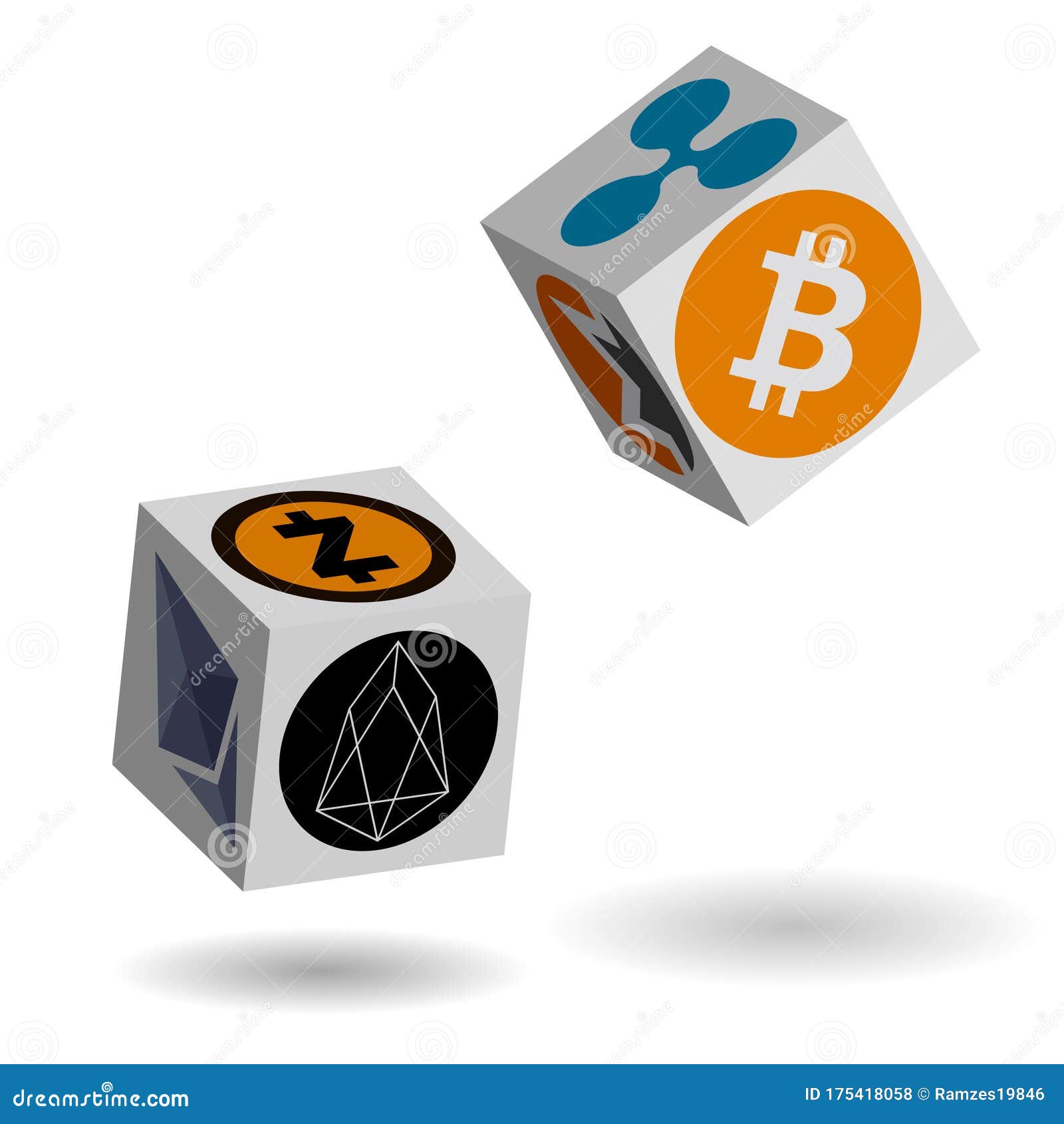 Dice For Blockchain Casino With Cryptocurrency Logos, Luck Stock Vector ...